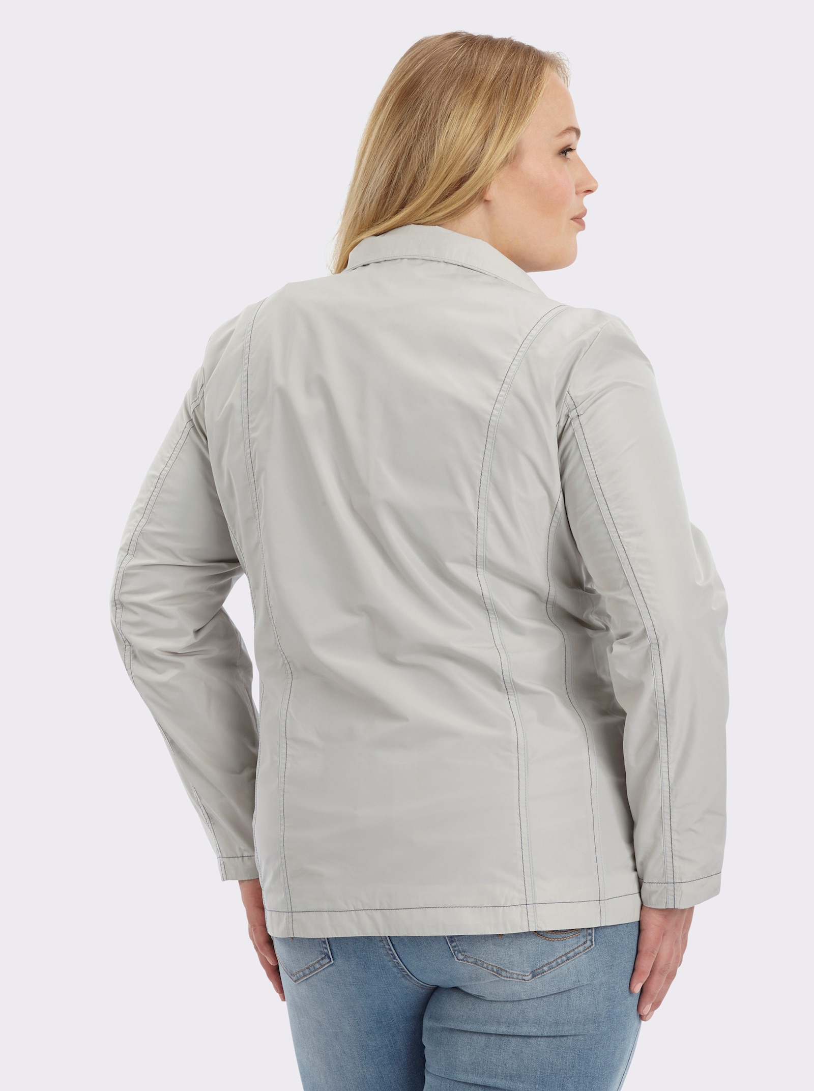 Übergangsjacke mit kontrastfarbigen Ziernähten - stein