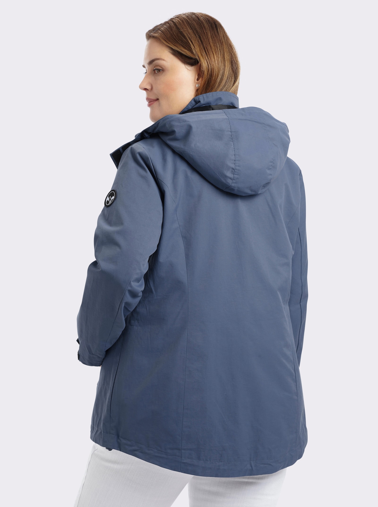 sheego Übergangsjacke mit abnehmbarer Kapuze - rauchblau