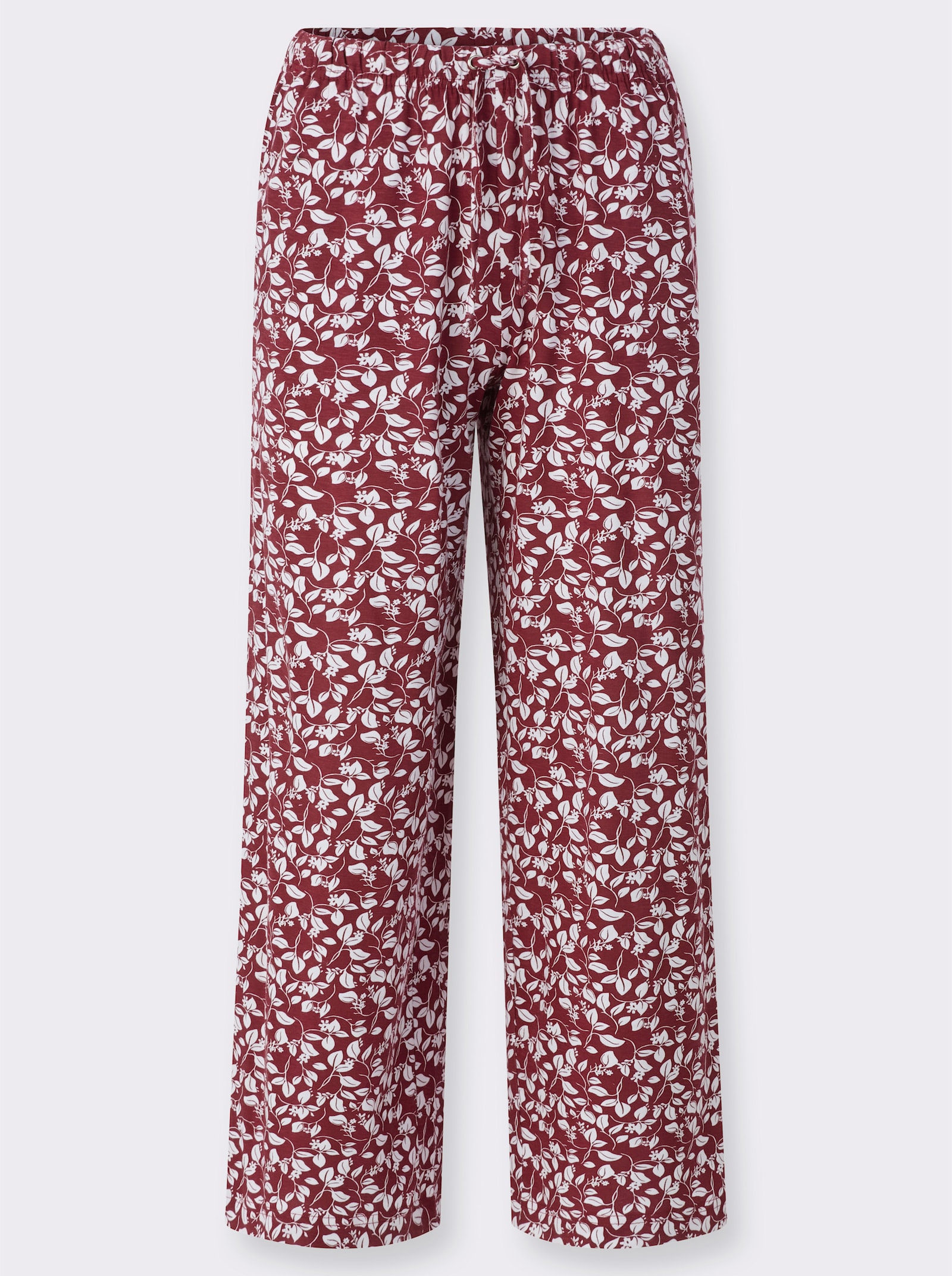 Schlupfhose mit Taschen - dunkelrot-weiß-bedruckt