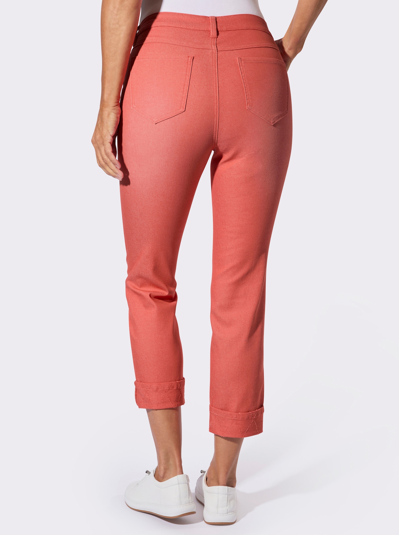7/8-Jeans mit fixiertem Beinaufschlag - koralle