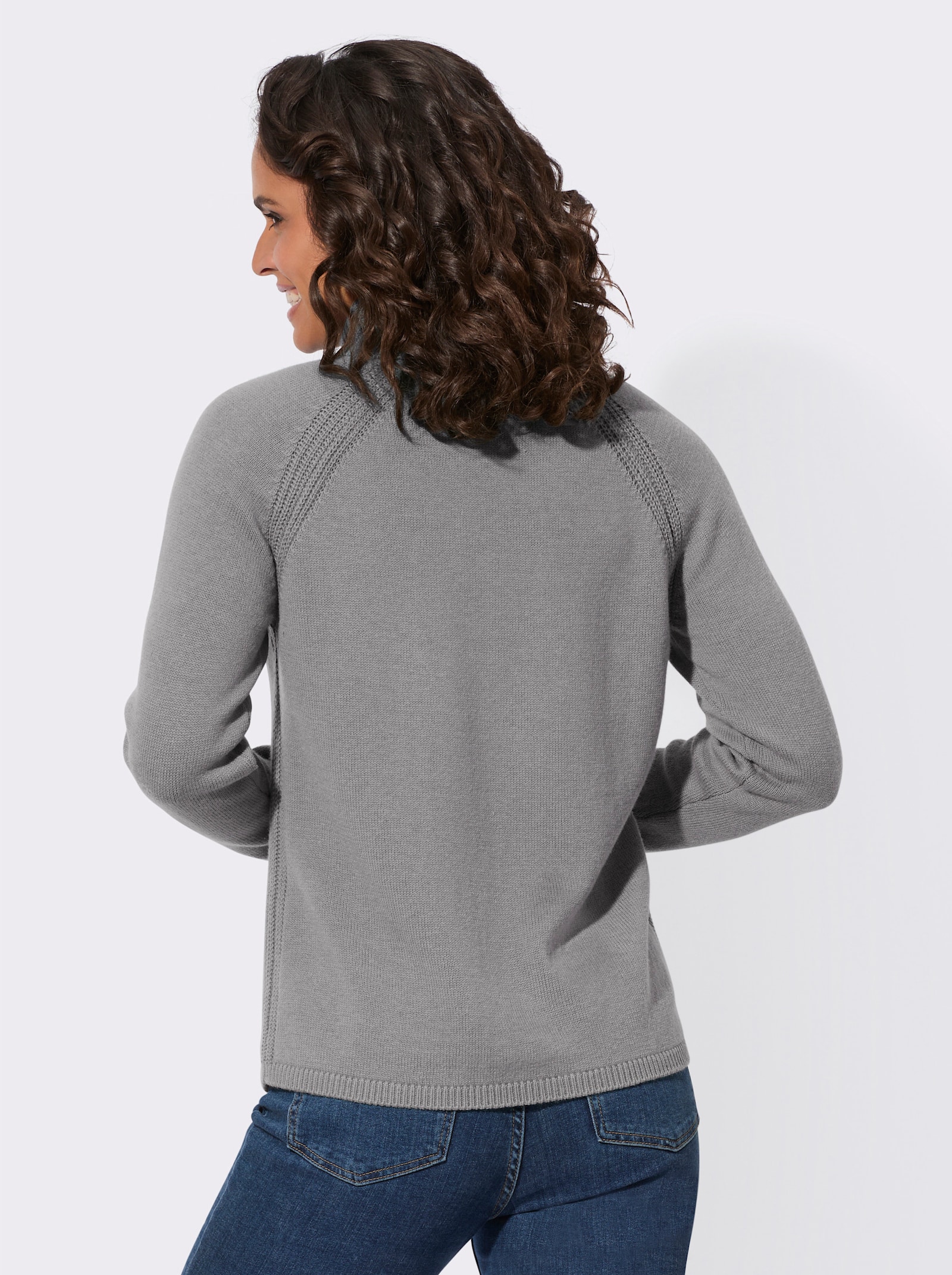 Rollkragenpullover mit Woll-Anteil - steingrau