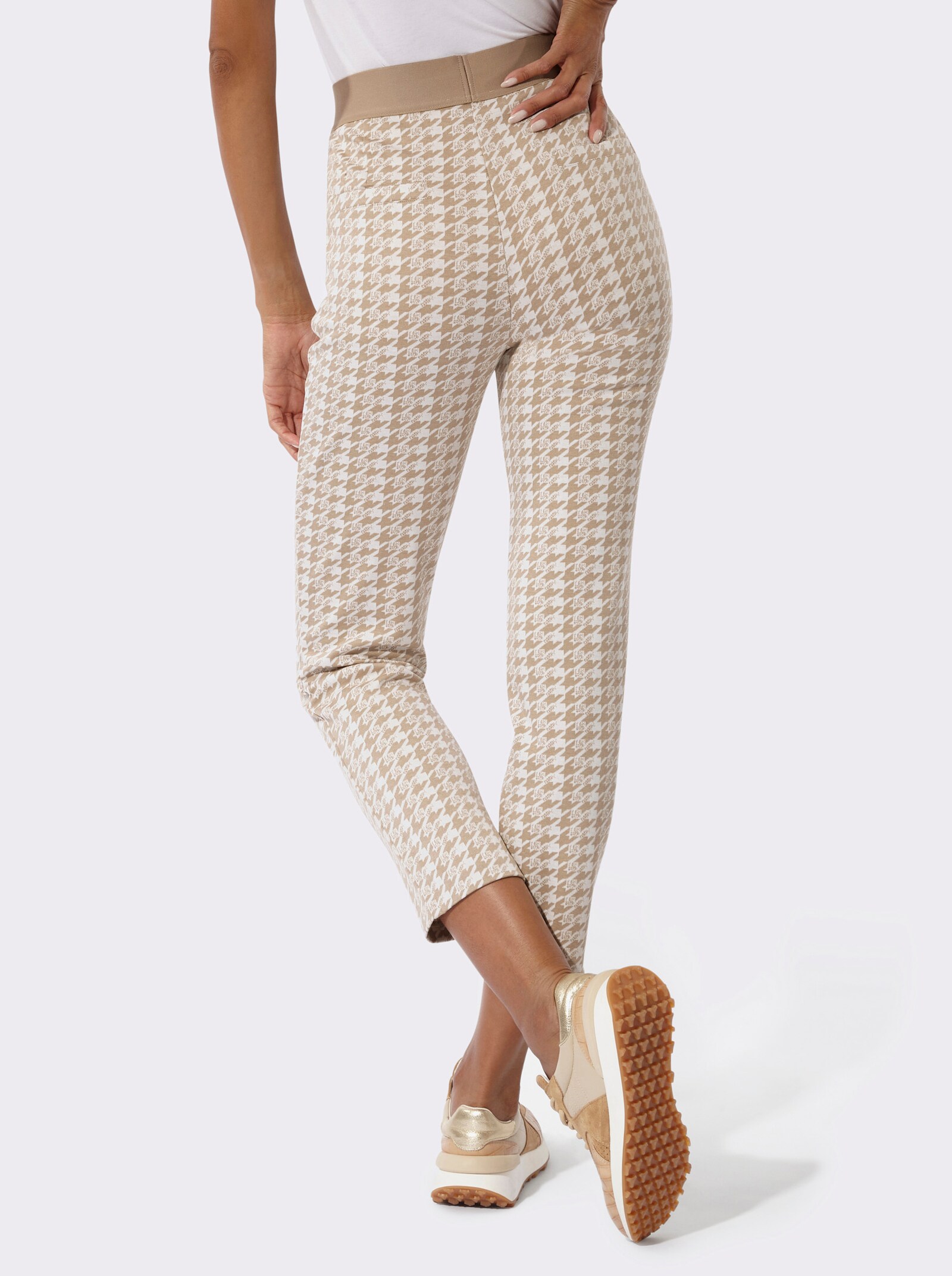 Schlupfhose im Jacquard-Jersey - beige-ecru-gemustert