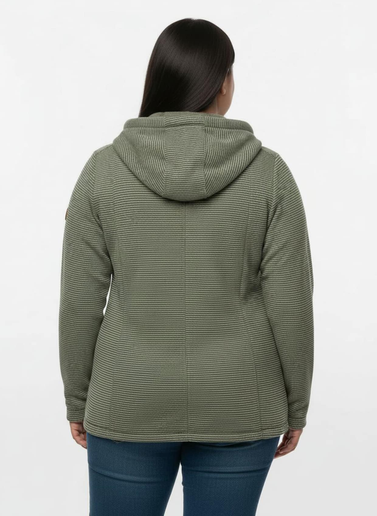 Fleecejacke - oliv-ecru-geringelt