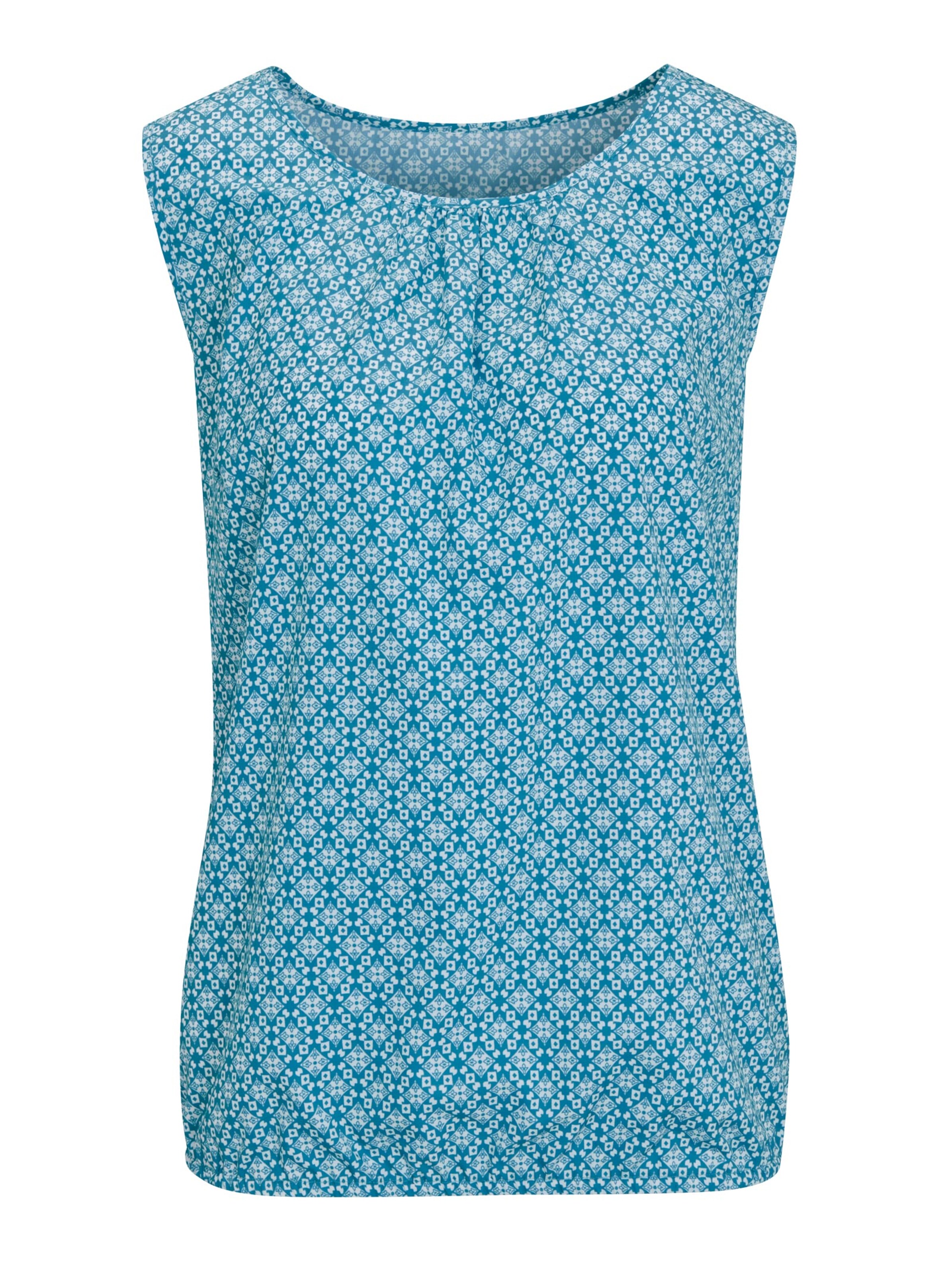 Blusentop - petrol-gemustert