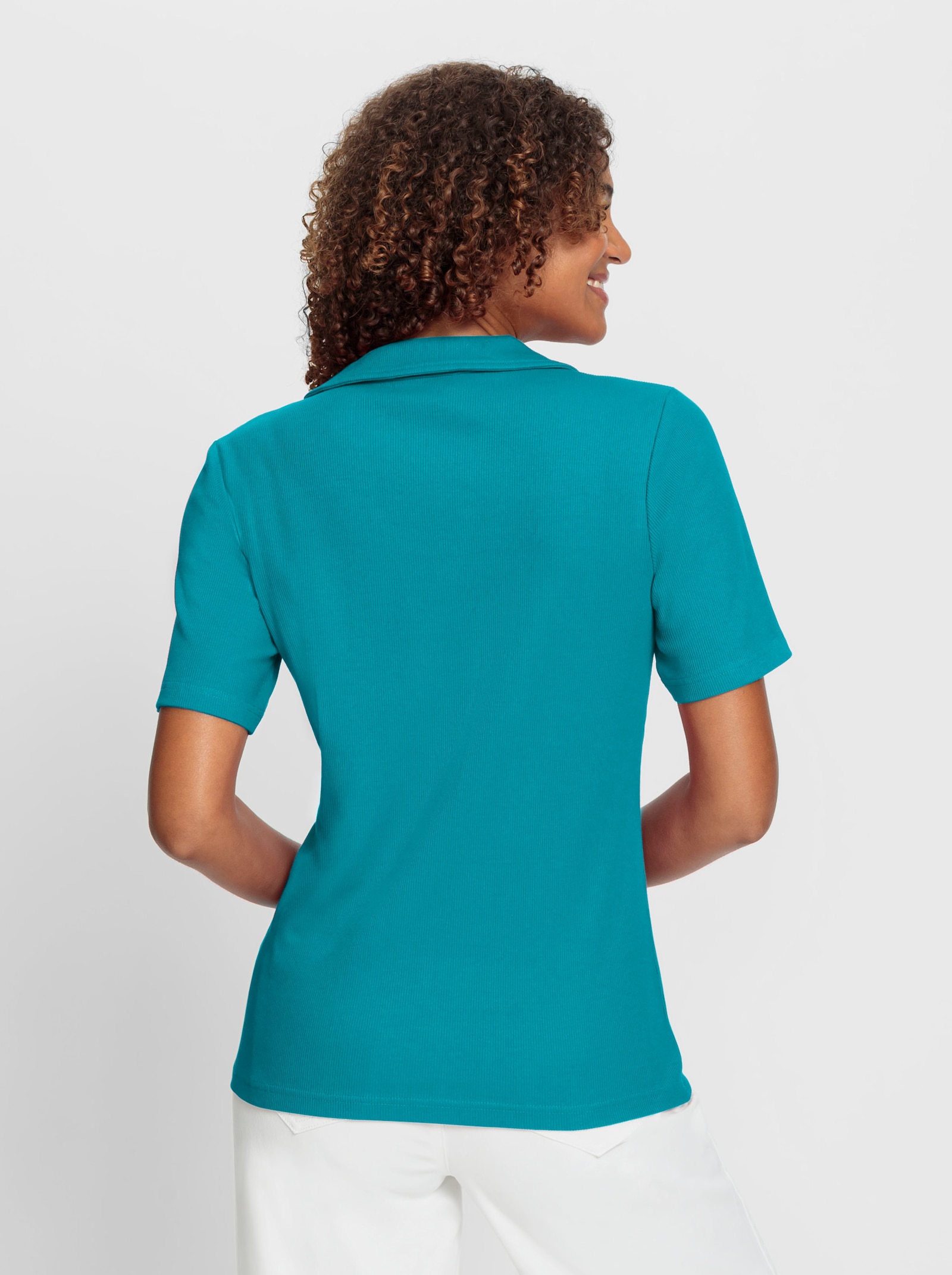 Polokošeľa s ozdobn. očkami - tyrkysová