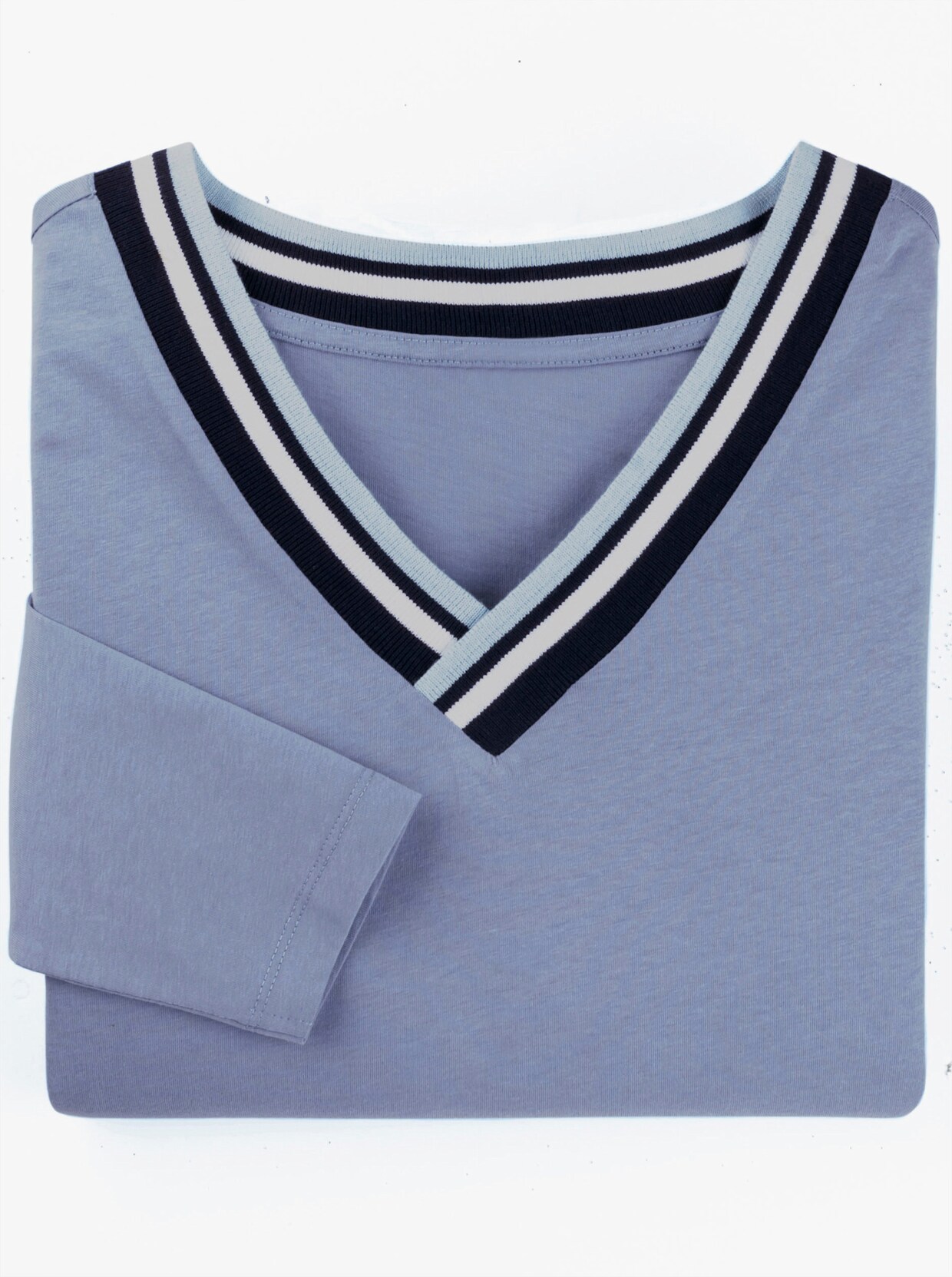 Tričko s dlouhým rukávem - holubí modrá