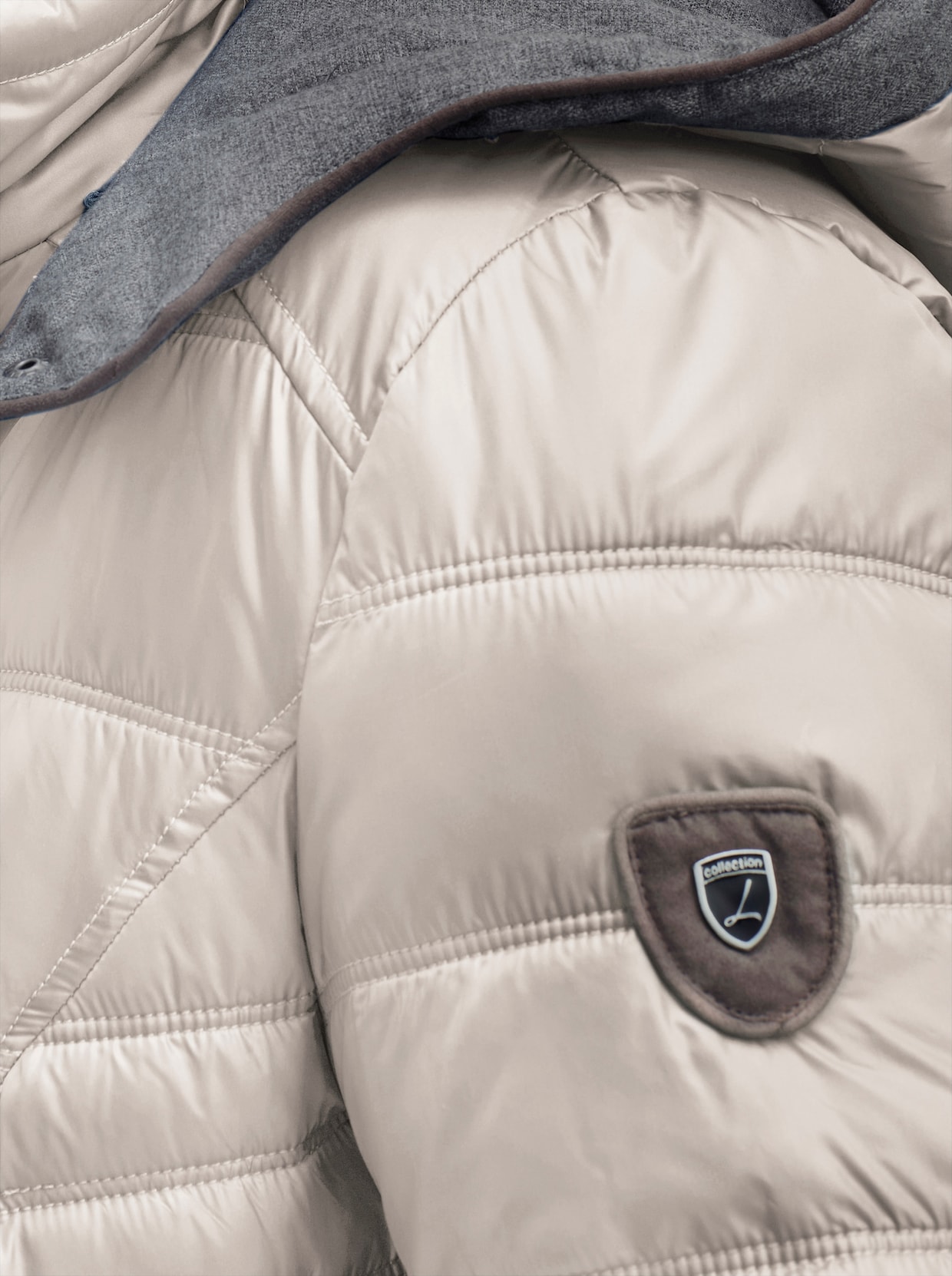 Steppjacke mit abnehmbarer Kapuze - naturstein