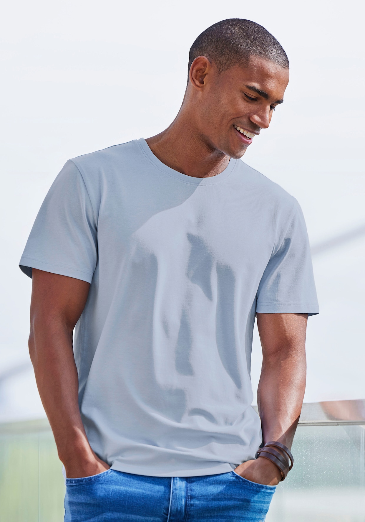 AUTHENTIC LE JOGGER T-shirt - kaki/lichtblauw