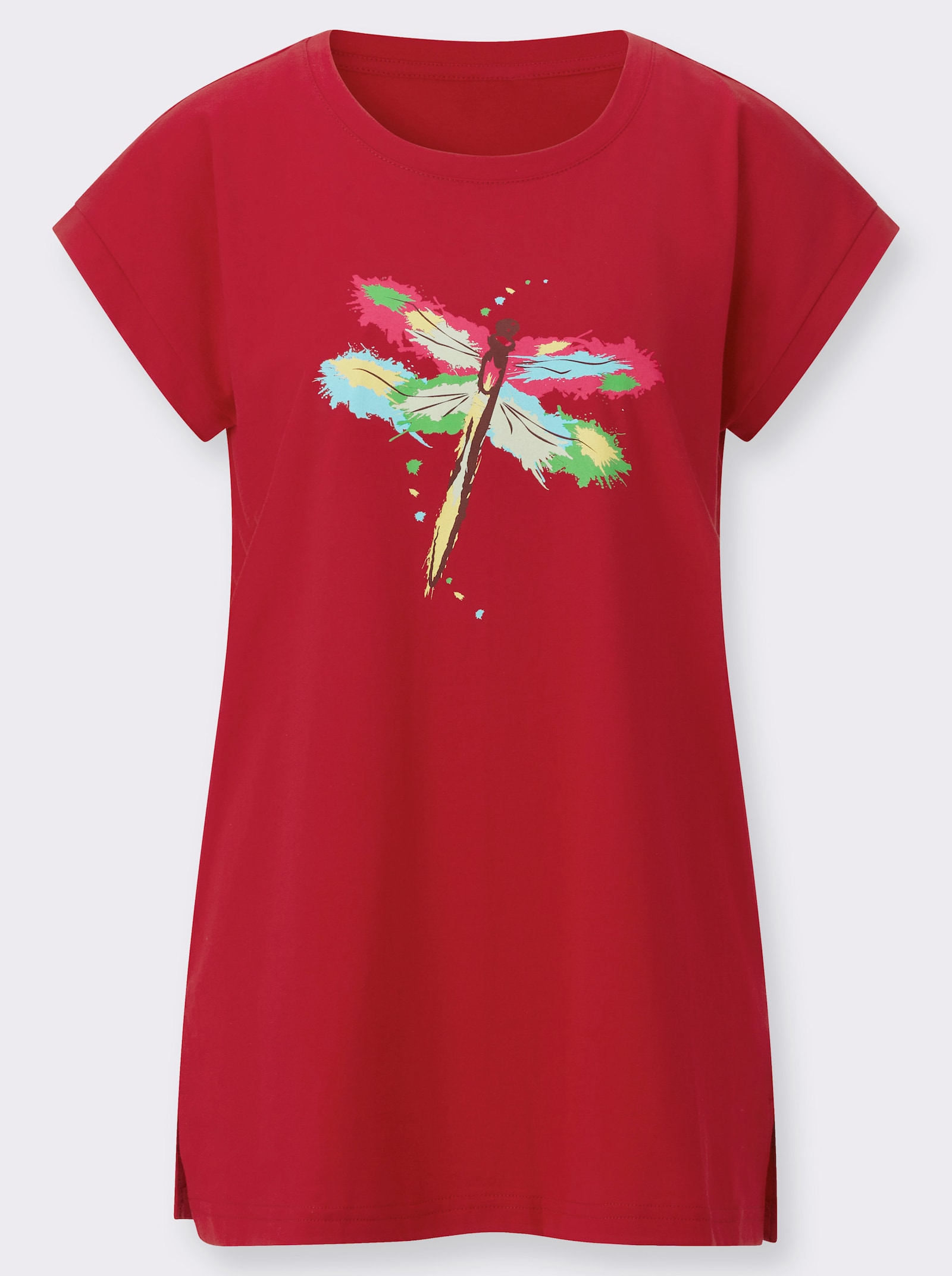 Longshirt mit Print - erdbeere