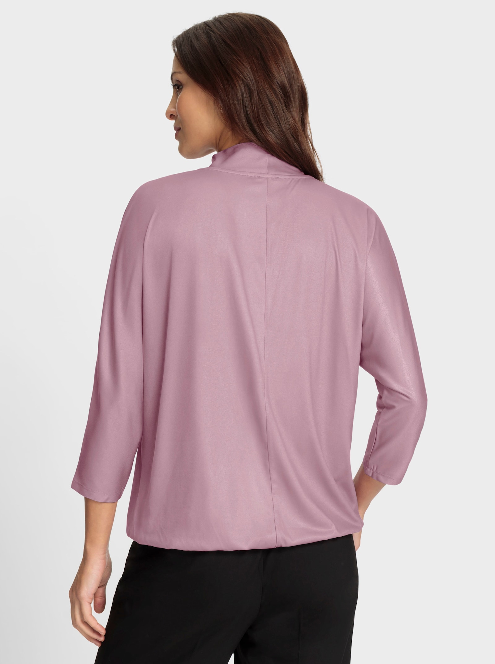 Shirt met vleermuismouwen en knoopdetail - mauve
