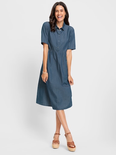 Jeanskleid mit Druckknöpfen - blue-bleached