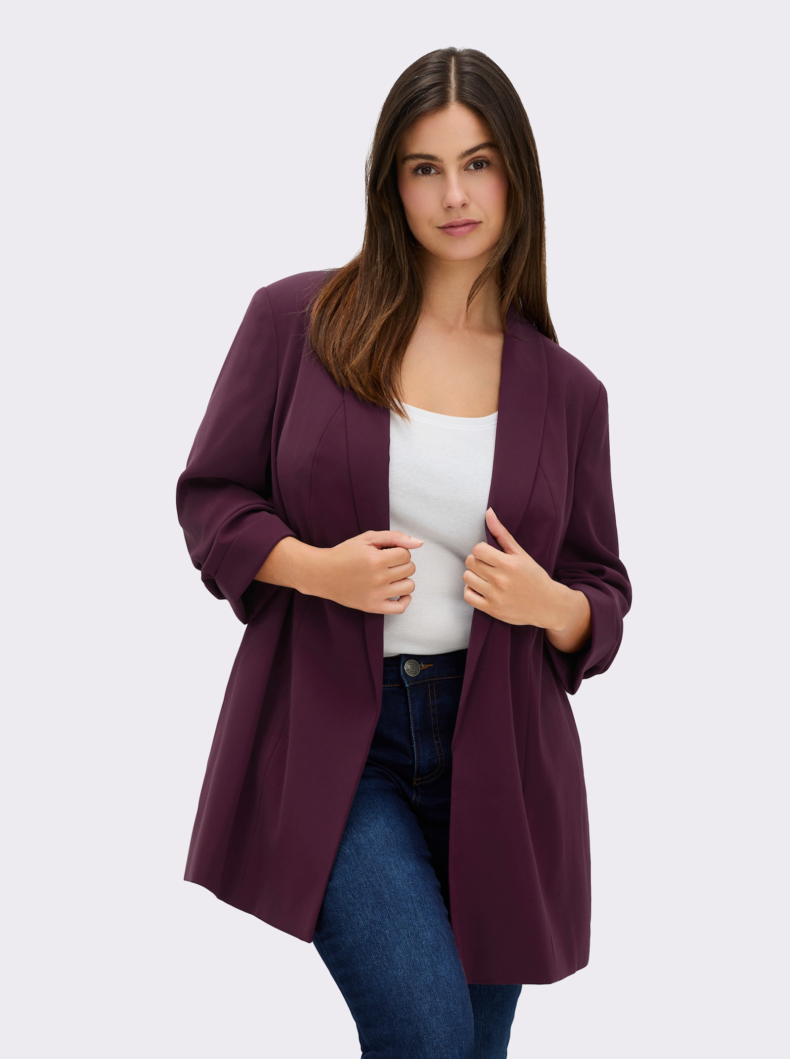 sheego Longblazer mit Schalkragen - burgund