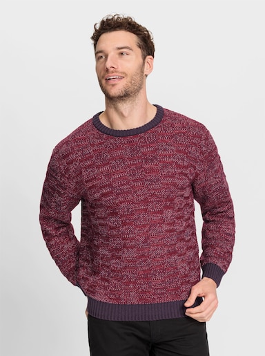 Marco Donati Langarm-Pullover mit Rippbündchen, unifarben - kirsche-gemustert