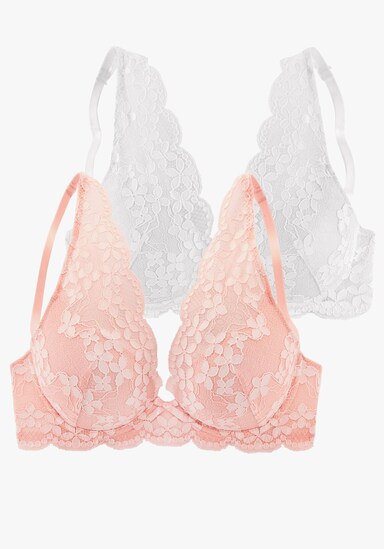 petite fleur Push-up-BH - apricot + weiß