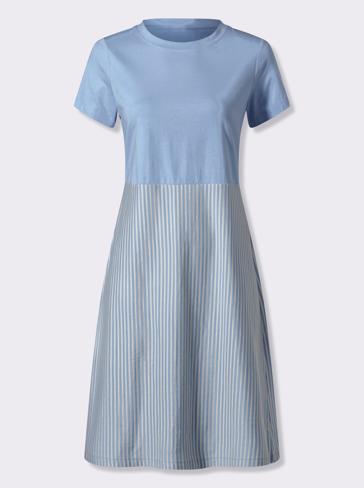 heine Jerseykleid - eisblau-ecru-gestreift