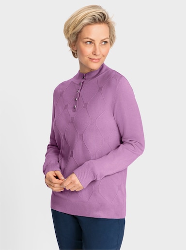 Stehkragenpullover in Feinstrick-Qualität - orchidee