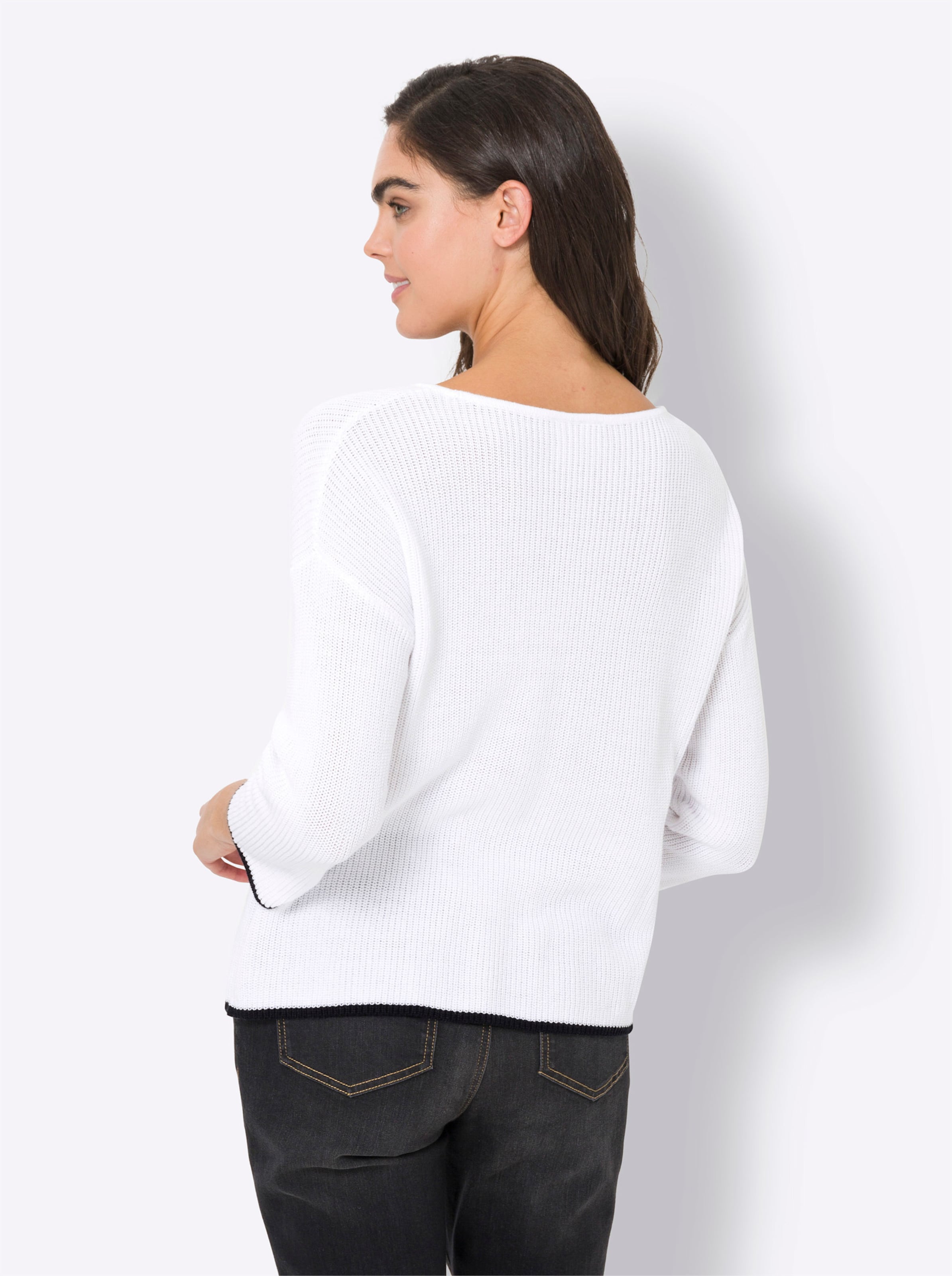 We love günstig Kaufen-Pullover in weiß von heine. Pullover in weiß von heine <![CDATA[Pullover Softer Rippenstrick aus reiner Baumwolle, mit modischer Kontrastpaspel an den Abschlüssen. In lässiger Form, mit U-Boot-Ausschnitt und 3/4-Arm. Unterstützt die Initiativ