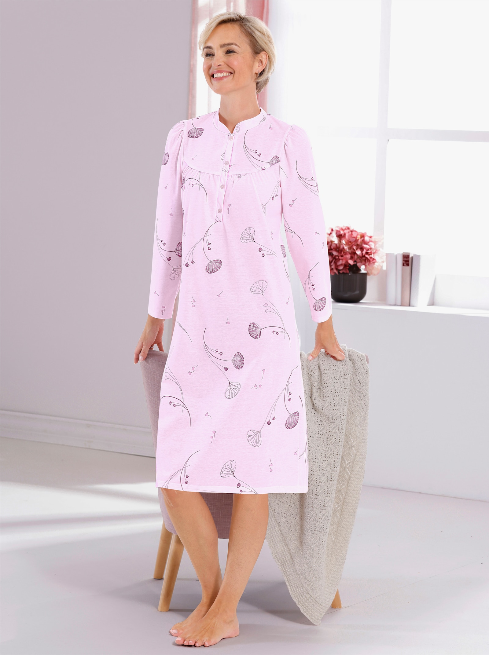 wäschepur Nachthemd in A-Linie - rosé-bedruckt
