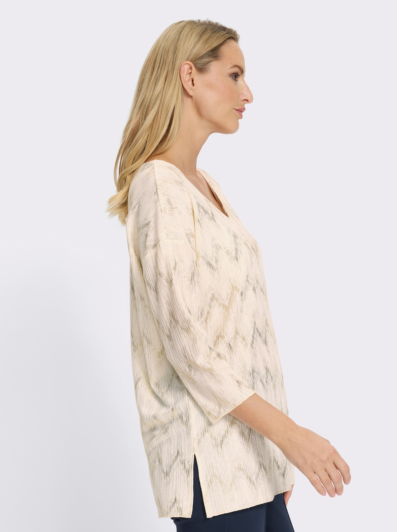 heine Tunikashirt mit goldfarbigem Folien-Druck - champagner-goldfarben-bedruckt