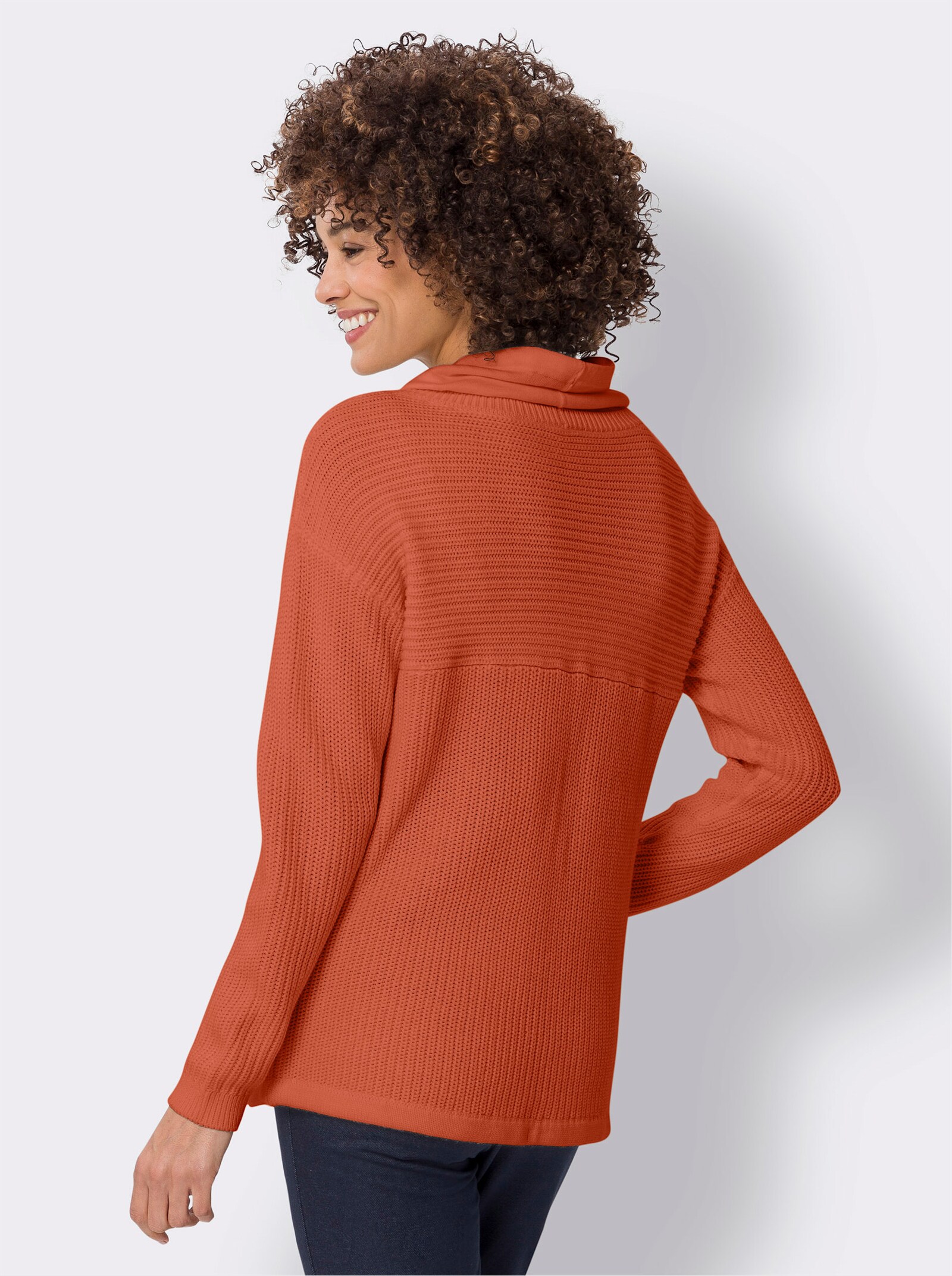 Pullover met lange mouwen in riblook - terra