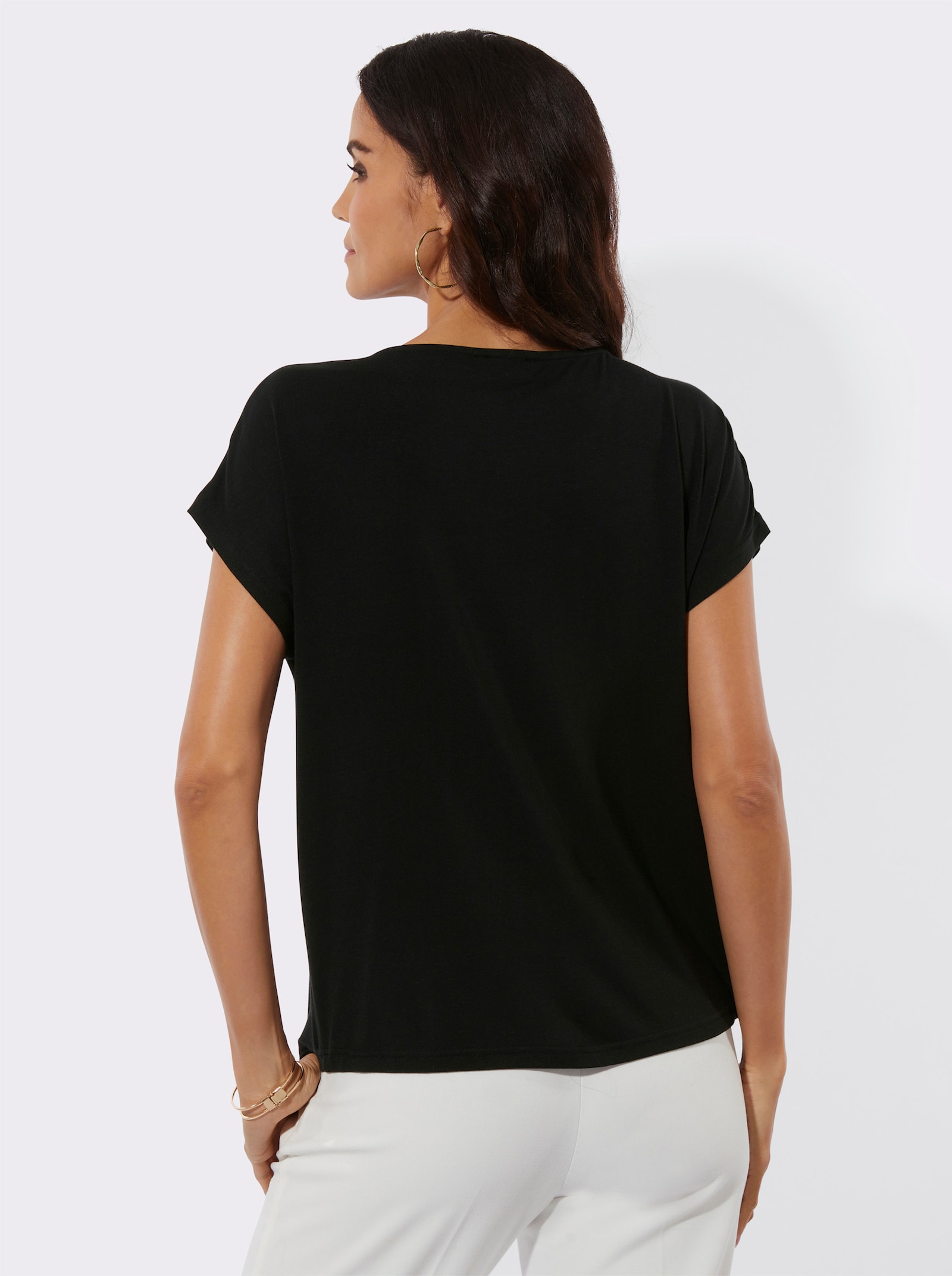 T-shirt à manches courtes en qualité modal-élasthanne - noir