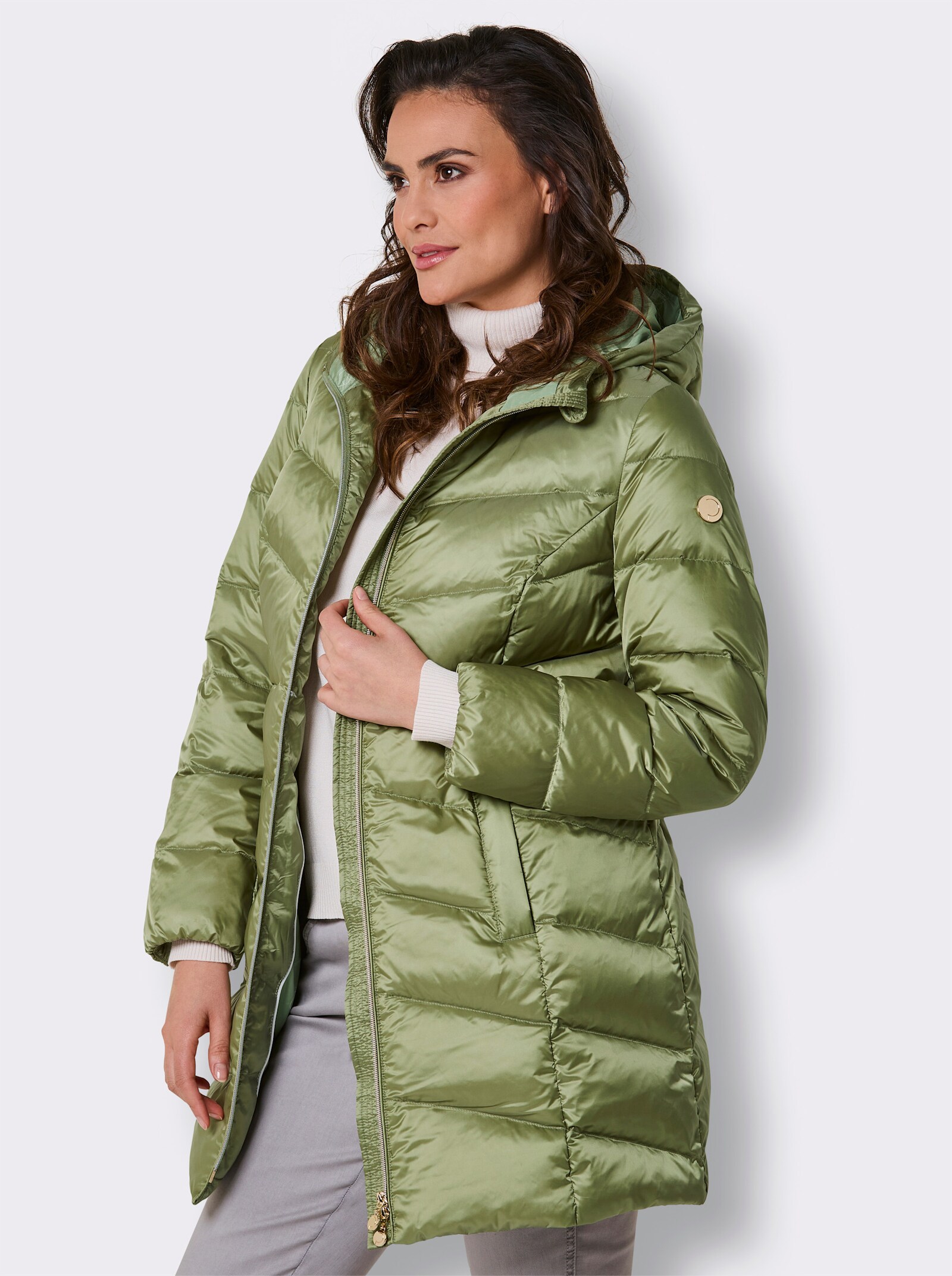 CREATION L PREMIUM Daunenjacke mit formgebenden Wiener Nähten - schilf