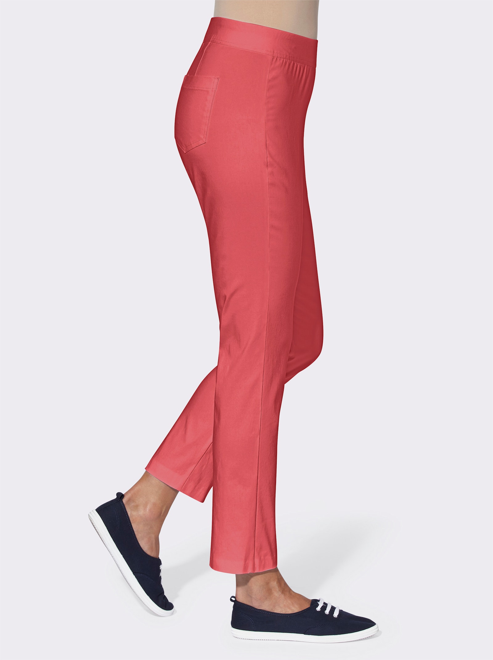 Broek van strijkvrije bengaline - grapefruit