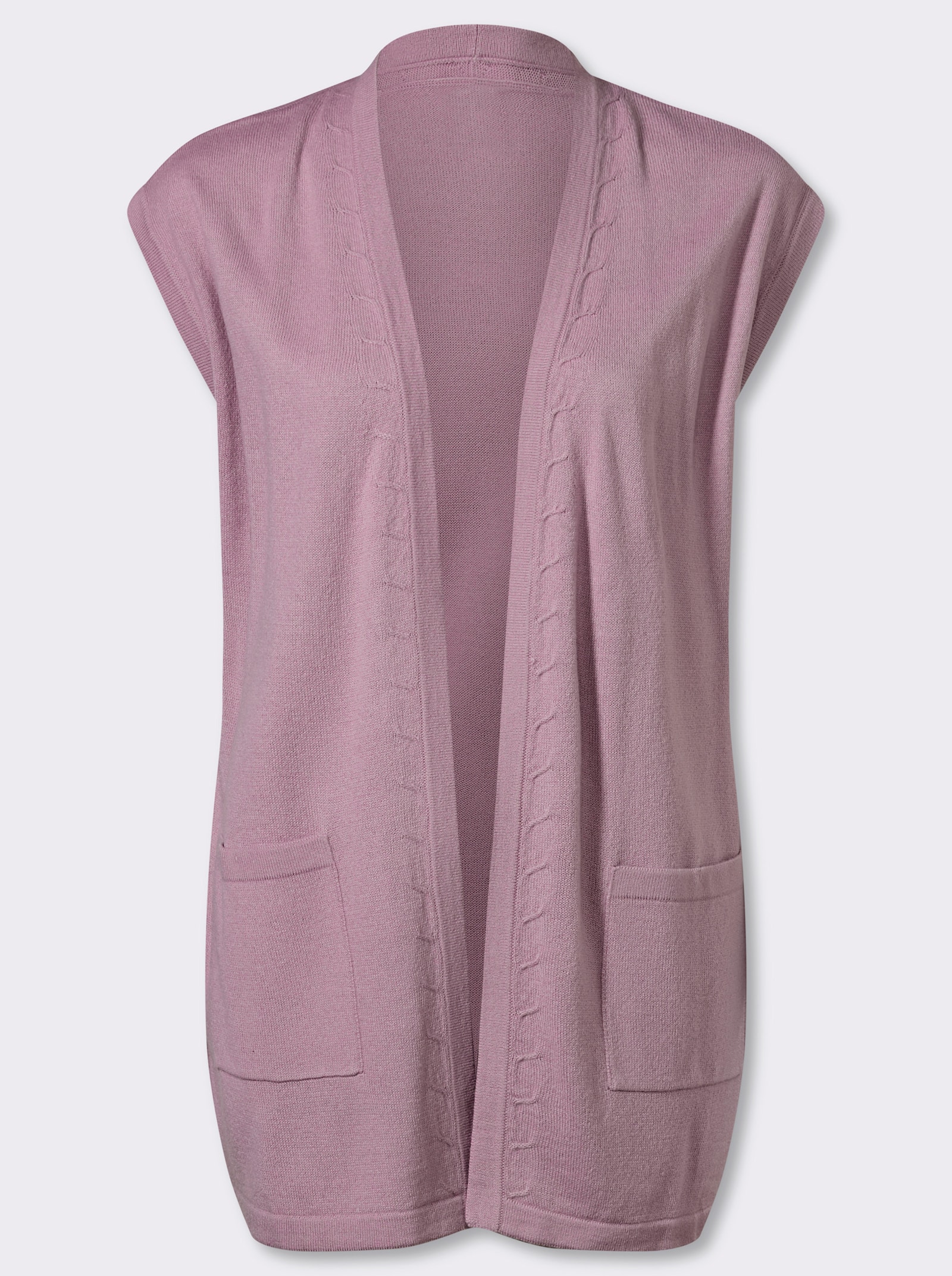 Strickweste in Longform - mauve