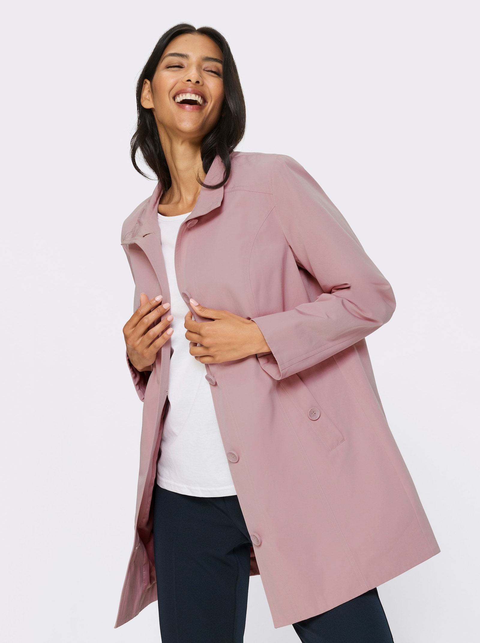 Longjacke mit Gehschlitz hinten - hortensie