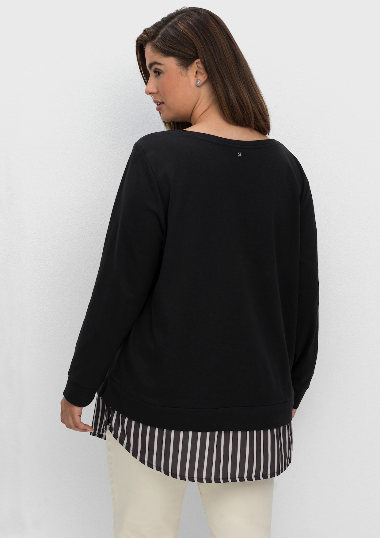 sheego 2-in-1-Langarmshirt - schwarz