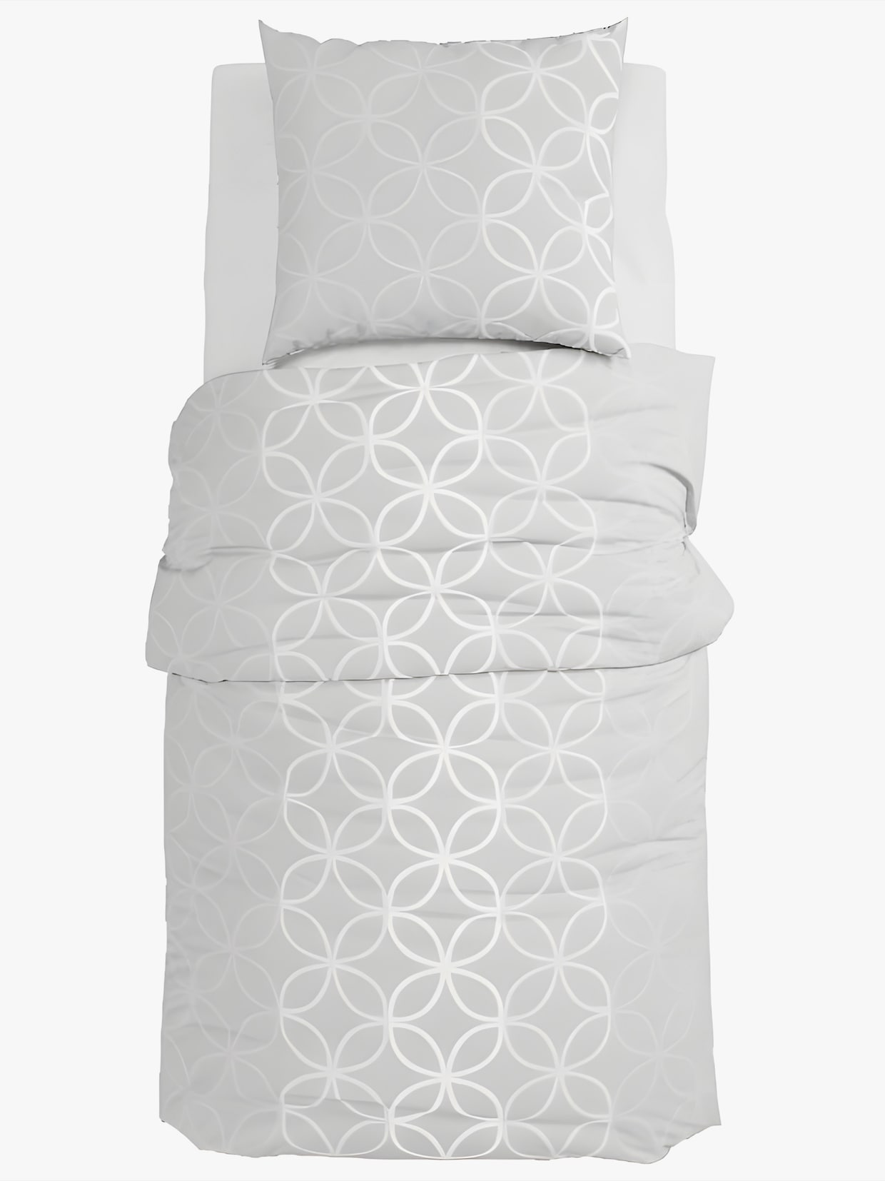 Grund Wendebettwäsche - grau-weiß-bedruckt