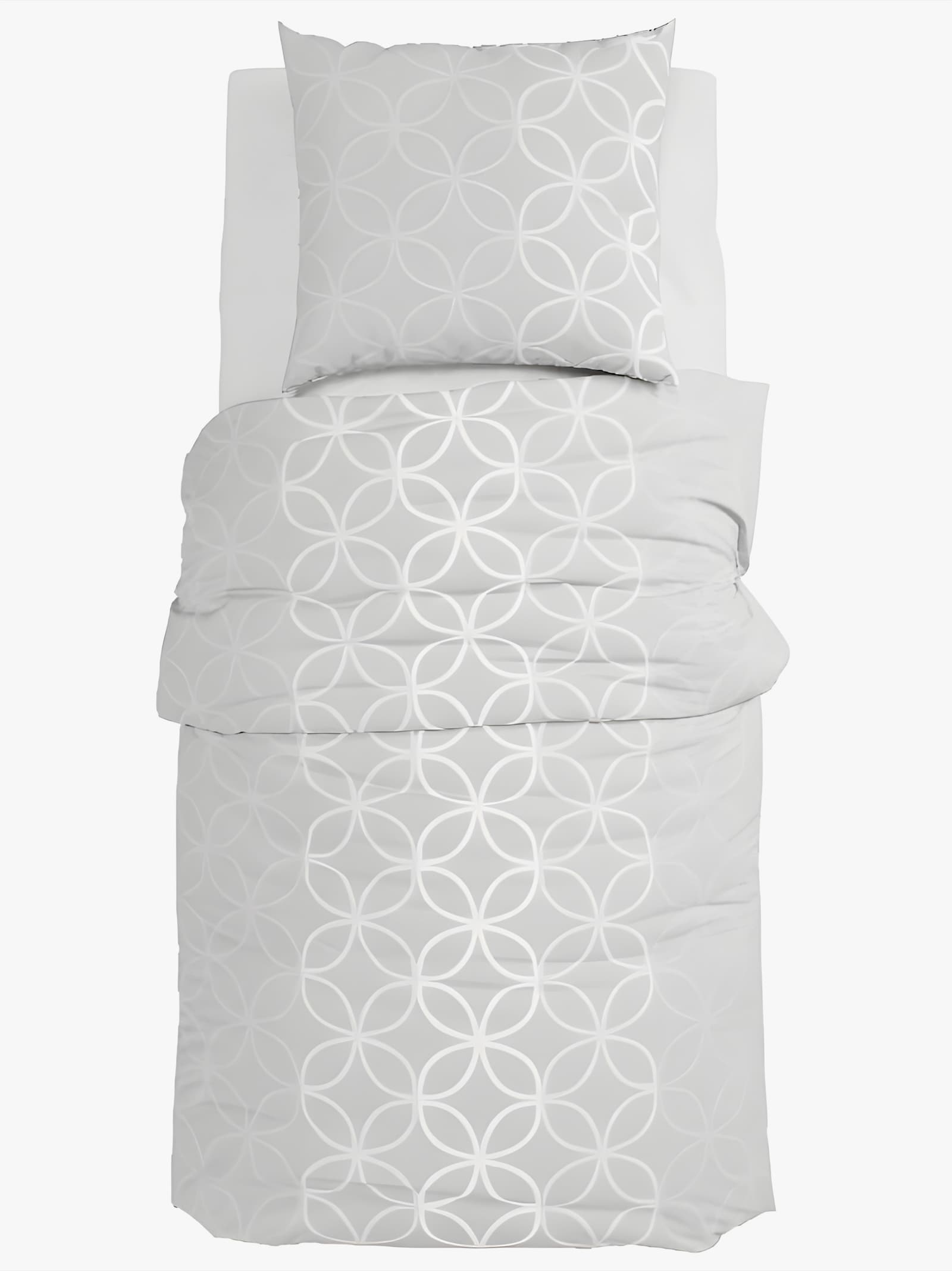 Grund Wendebettwäsche - grau-weiß-bedruckt