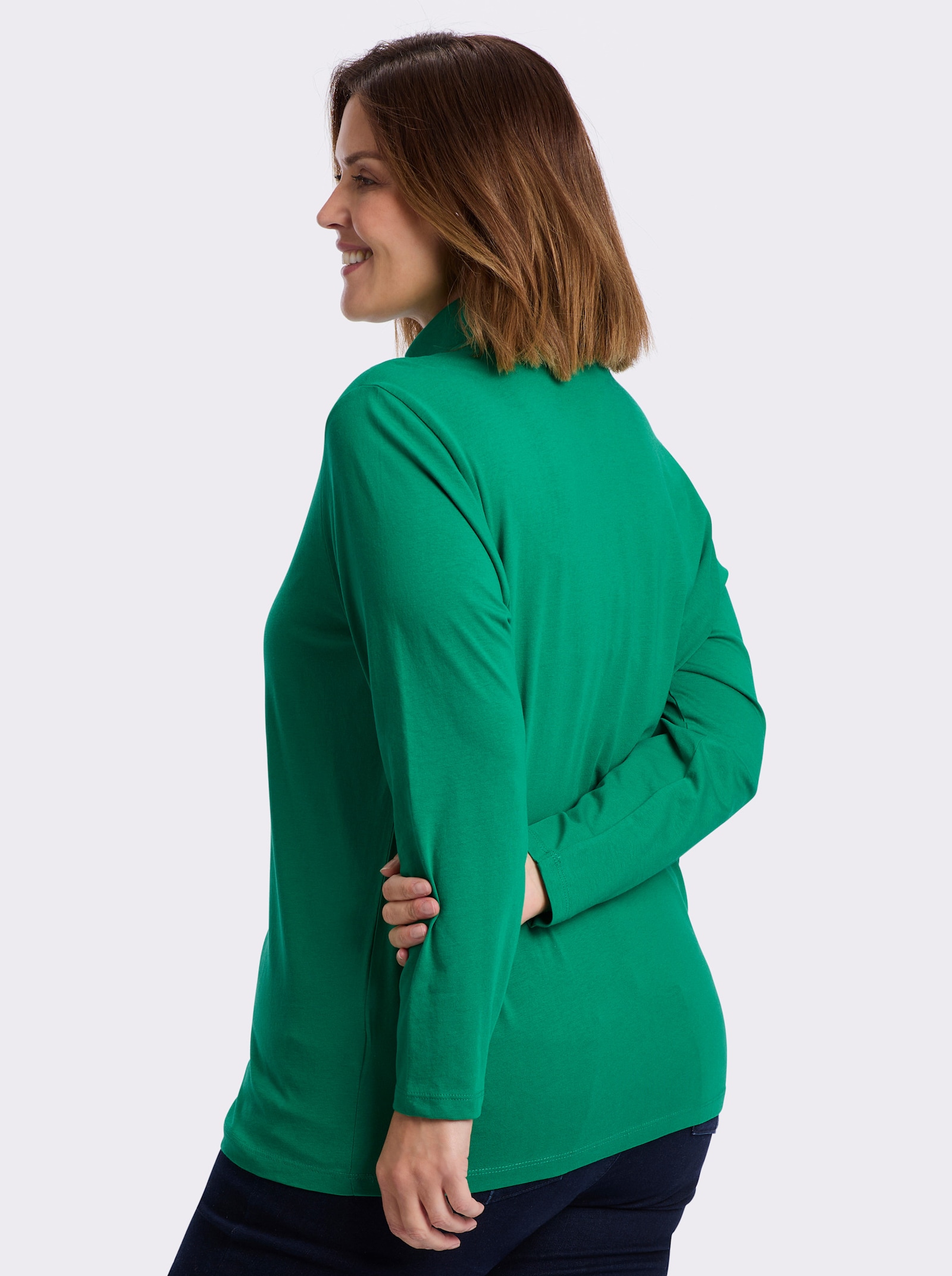 Rollkragenshirt mit langen Ärmeln - smaragdgrün
