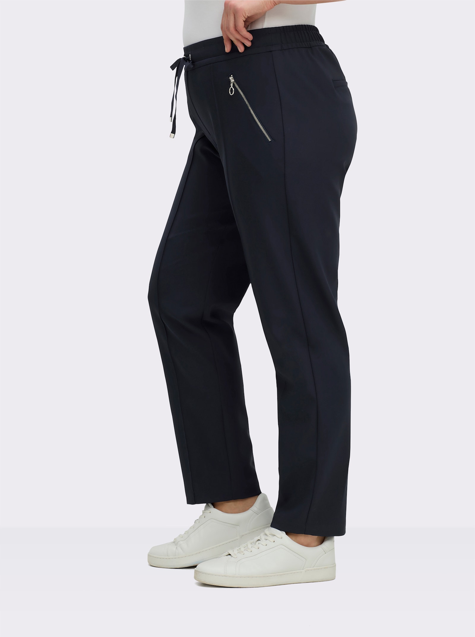 sheego Comfortbroek met tunnelkoord, bi-elastisch - diepblauw