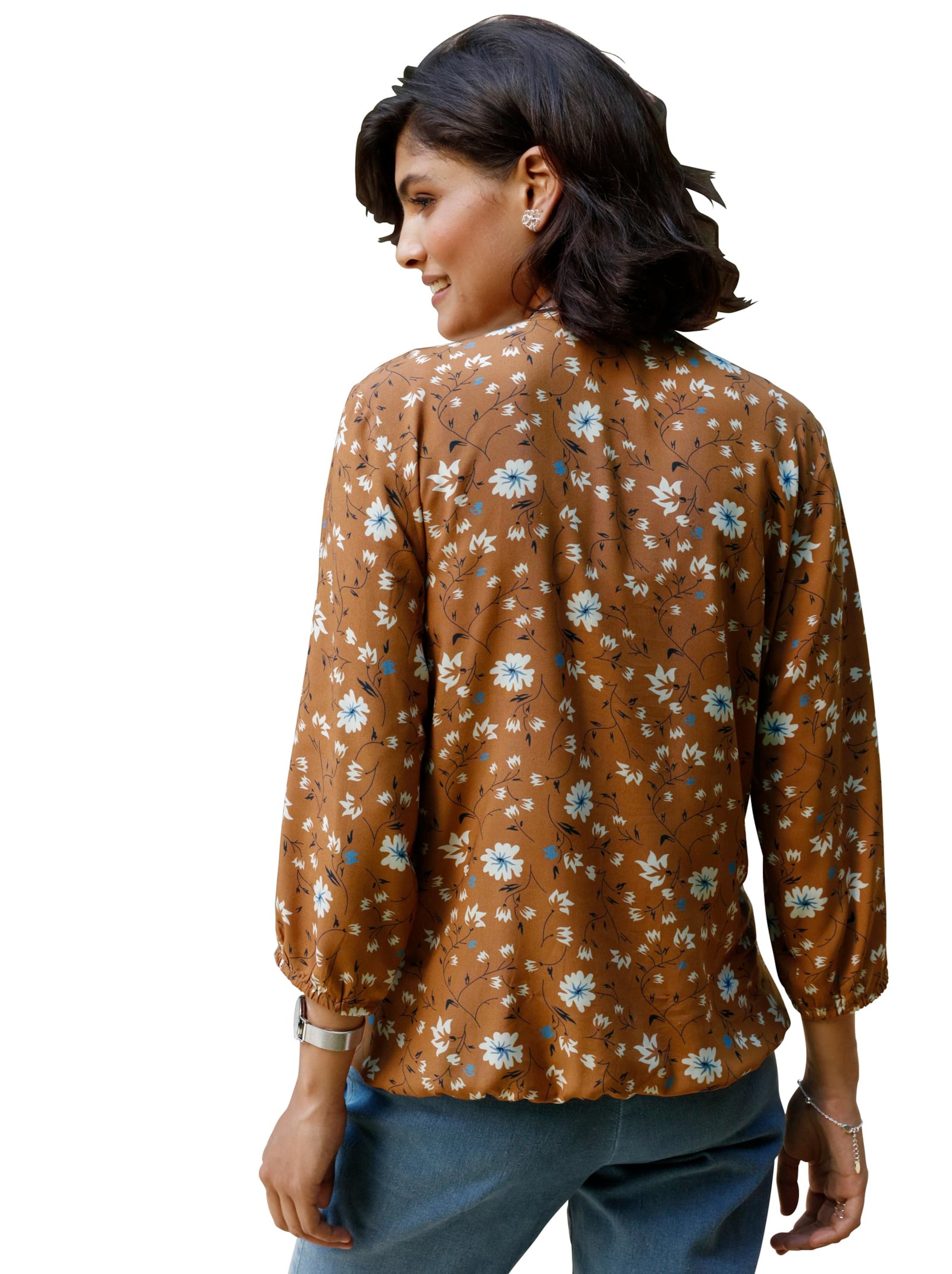 Bluse - cognac-gemustert
