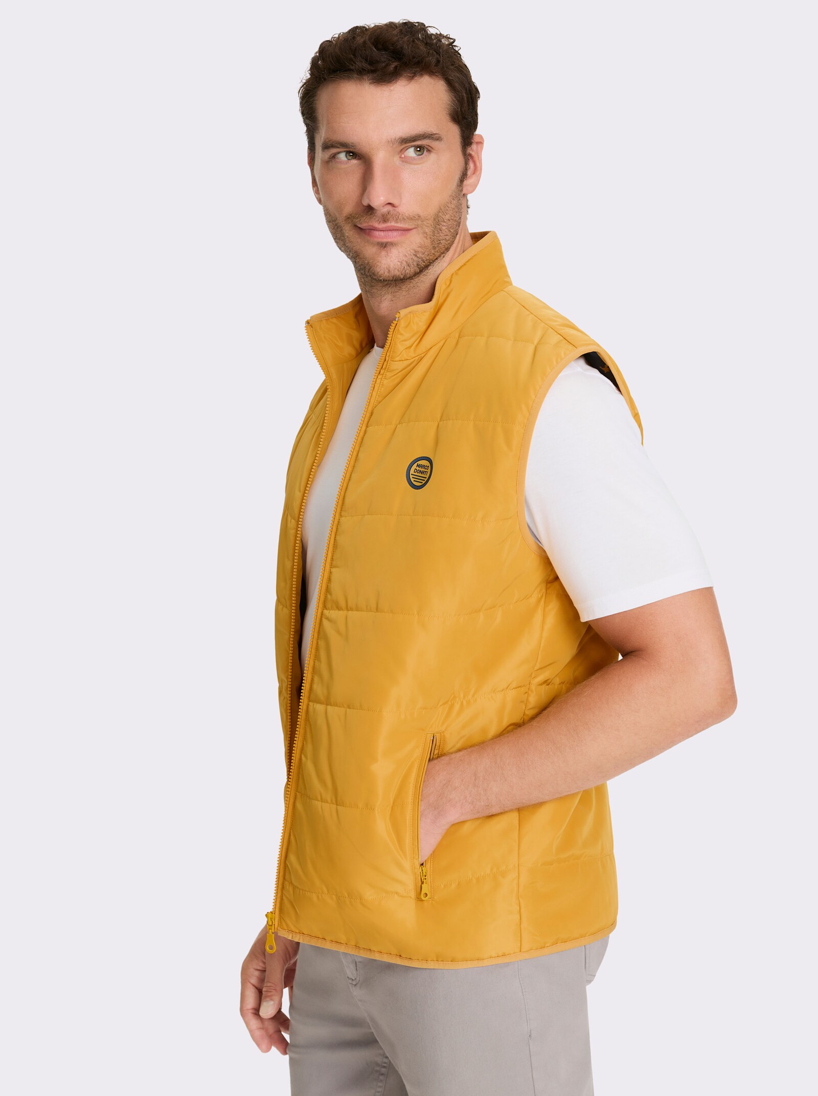 Marco Donati Bodywarmer met elastische paspel aan de zoom - oker