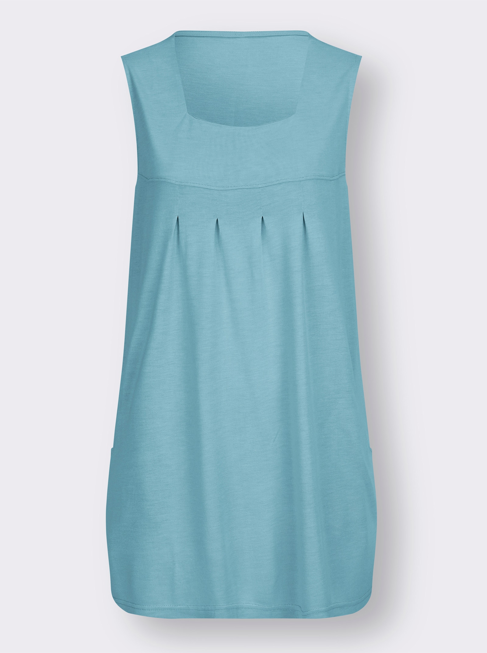 Lange top met stolpplooi voor - aquamarine