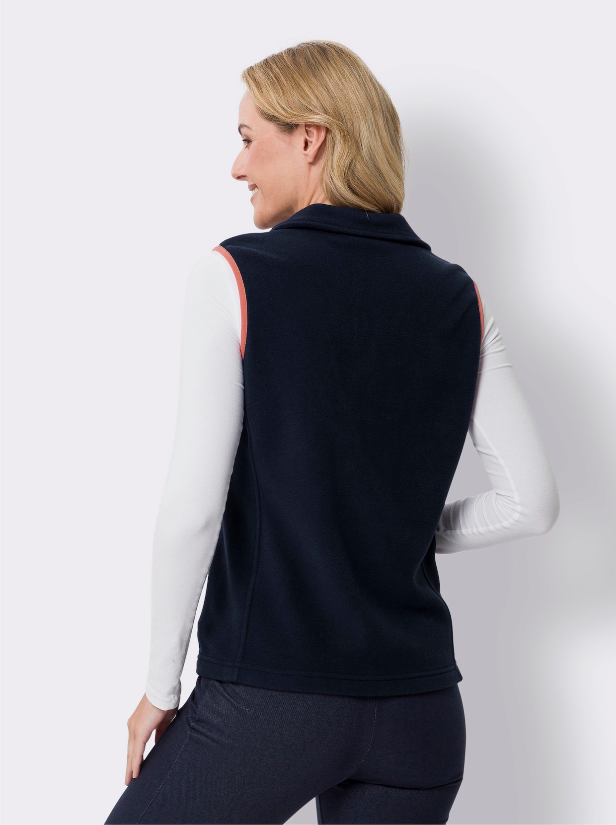 Fleecegilet - marine/grapefruit