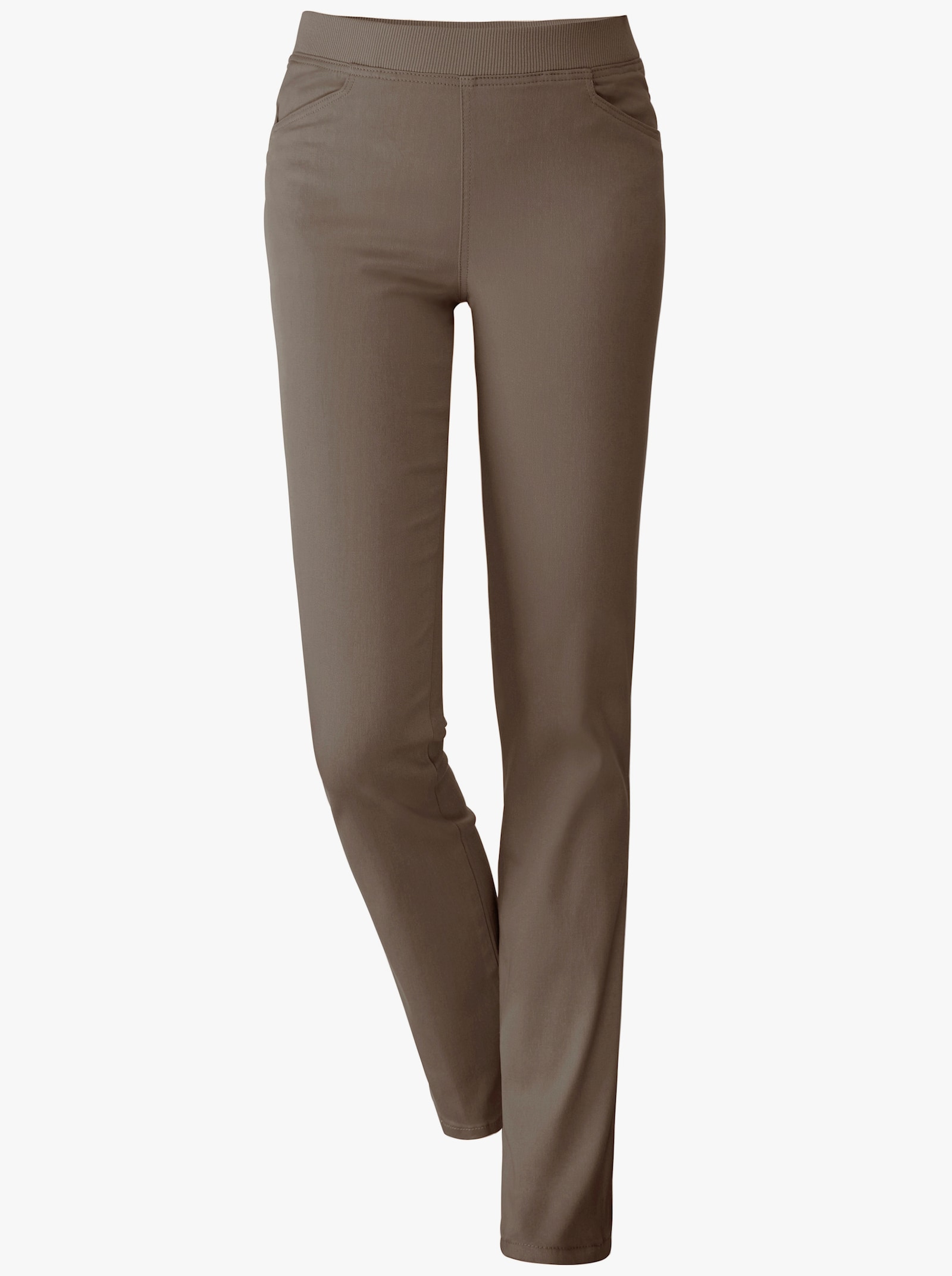 Stretchjeans met comfortband rondom - kaki