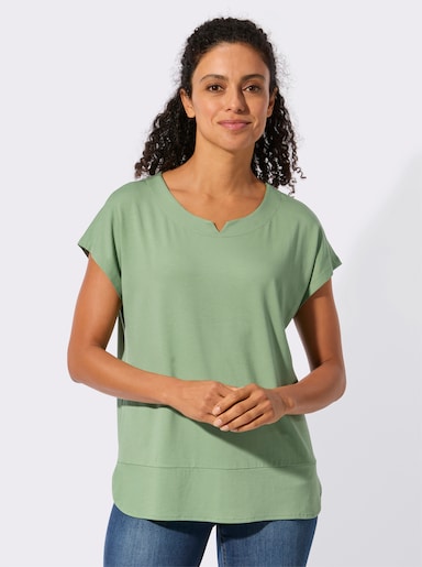 Kurzarmshirt mit abgerundetem Saum - eucalyptus