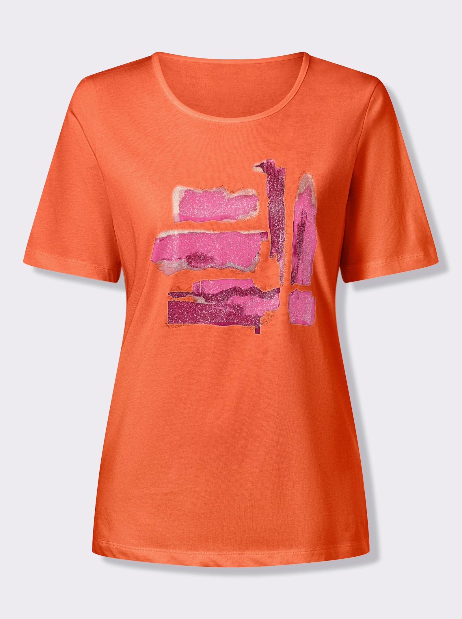 Shirt met korte mouwen en zilverkleurige accenten - oranje/fuchsia