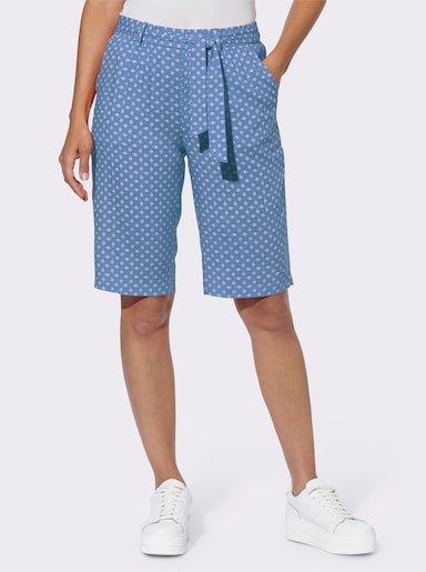 Bermudas mit Bindeband - mittelblau-weiß-bedruckt
