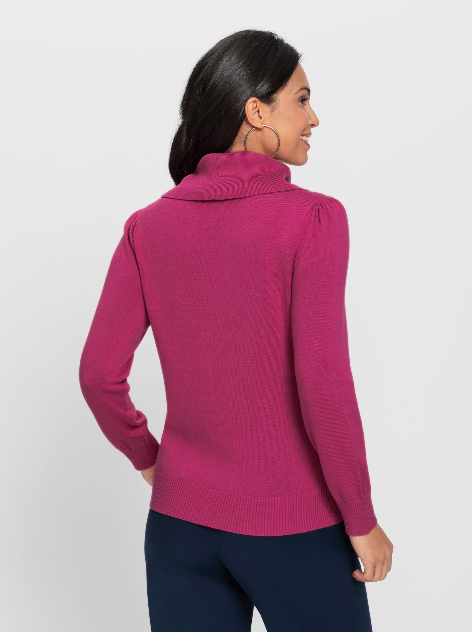 Wasserfallpullover im Baumwoll-Viskose-Mix - fuchsia