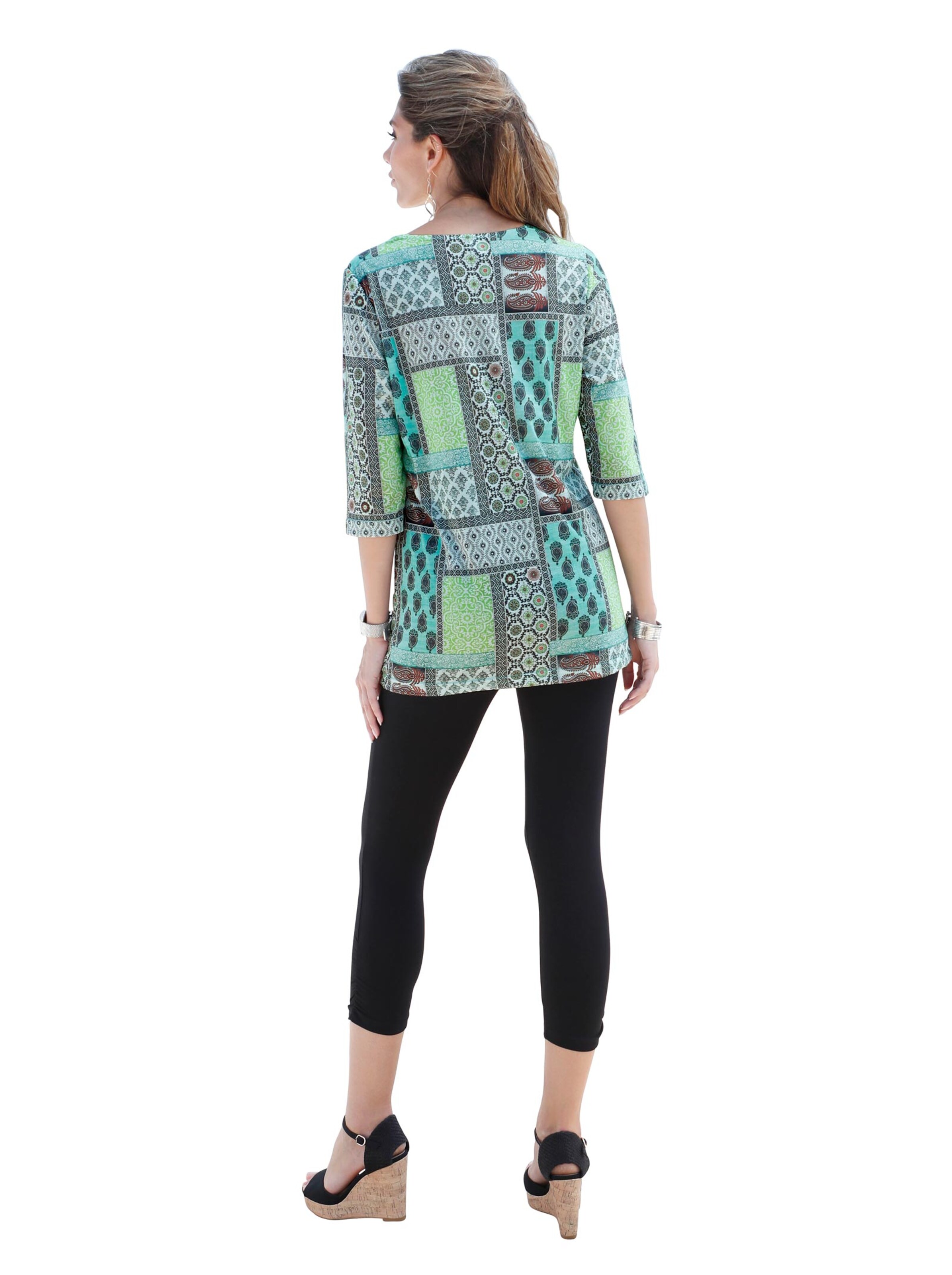 Longshirt - petrol-gemustert