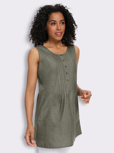  Longtop in leicht ausgestellter A-Form - khaki