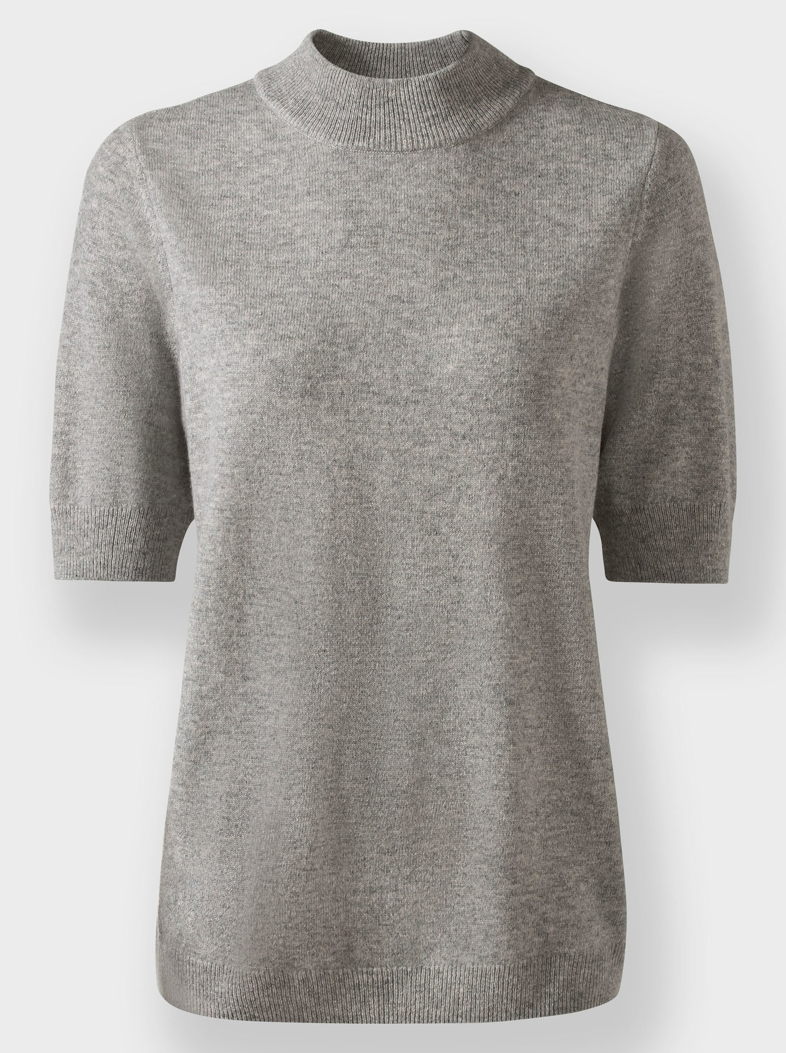 Stehkragenpullover aus reinem Kaschmir - grau-meliert