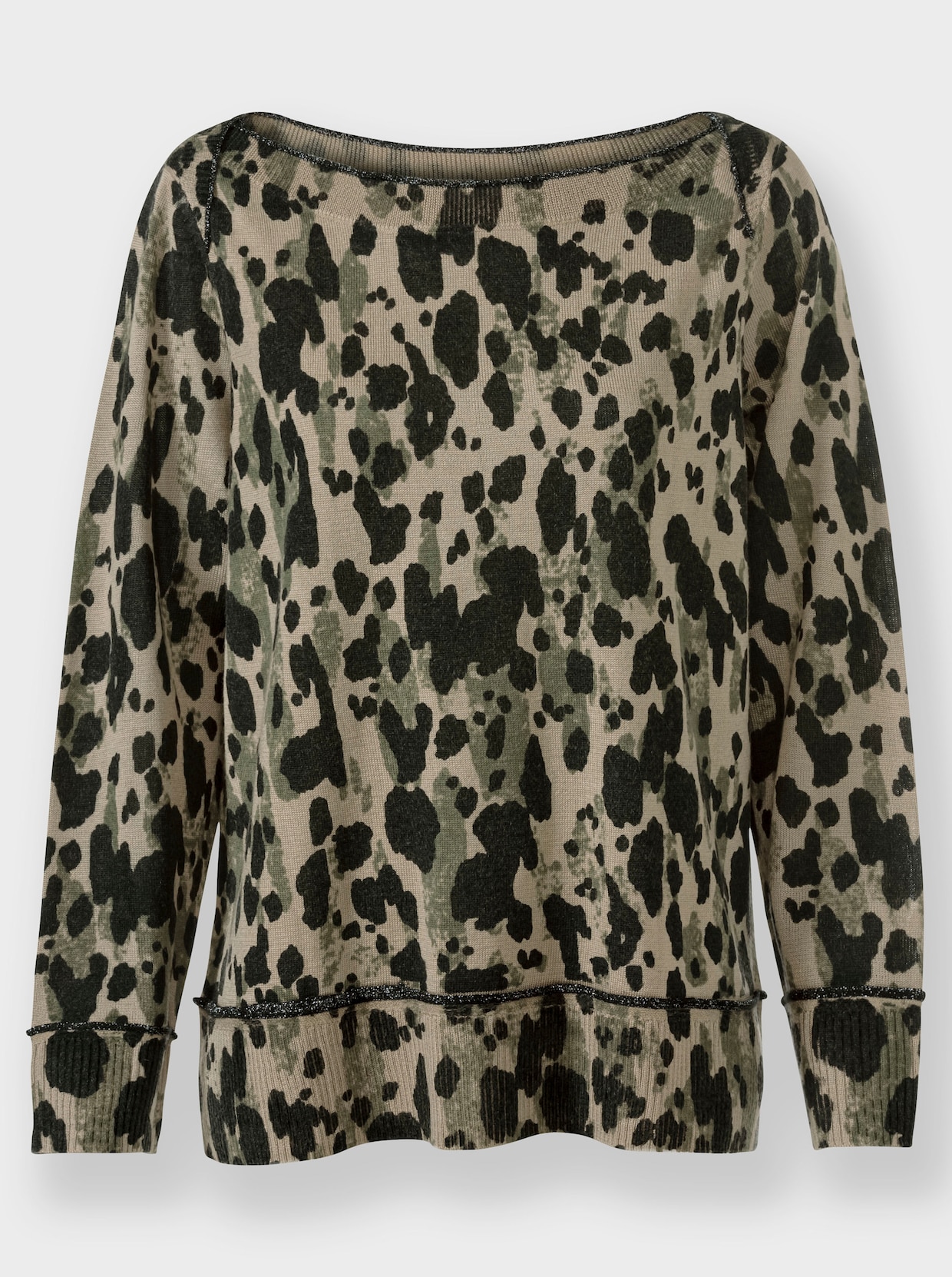 heine Pullover met print - leem/zwart bedrukt