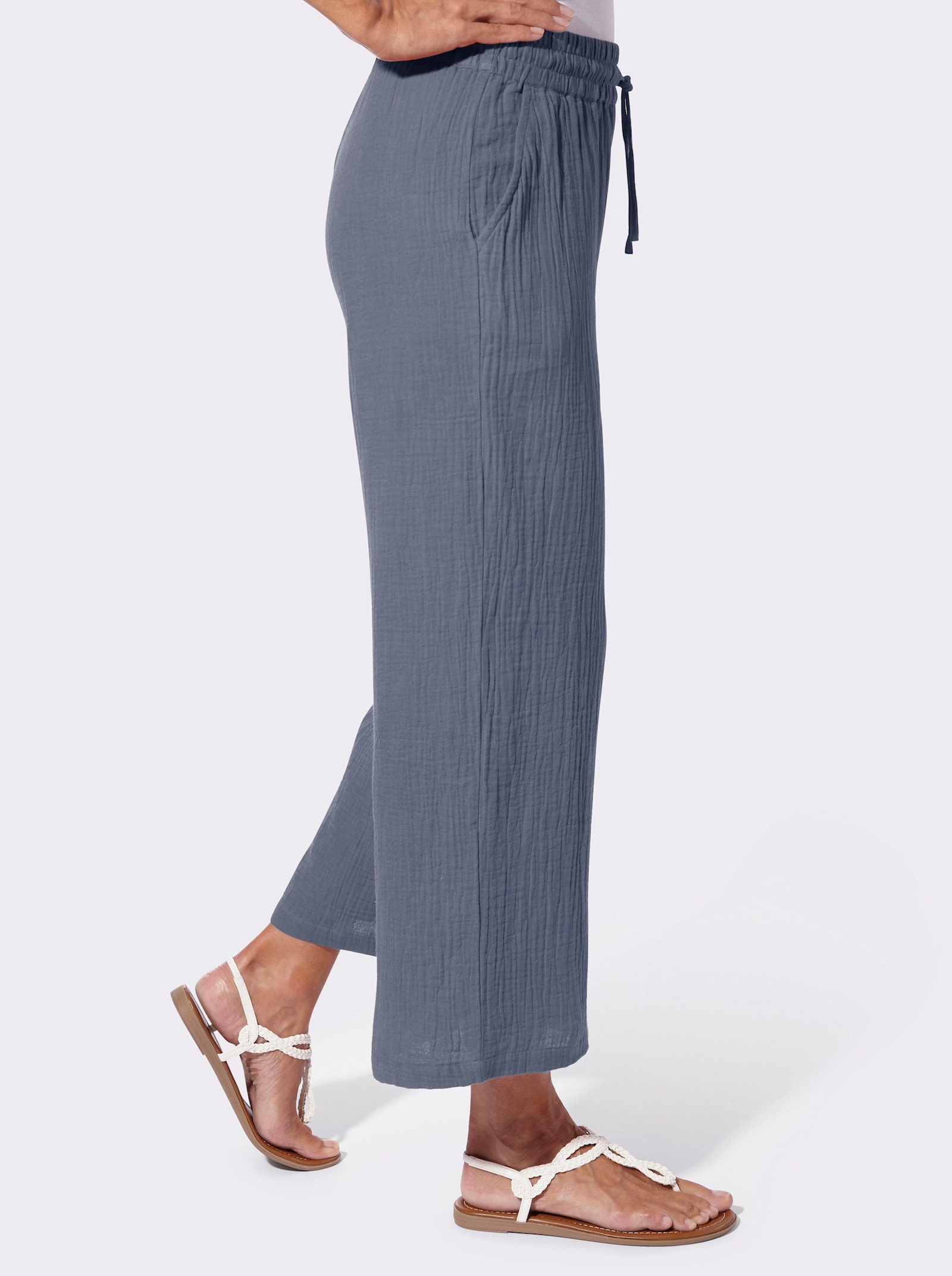 Culotte in Struktur-Qualität - rauchblau