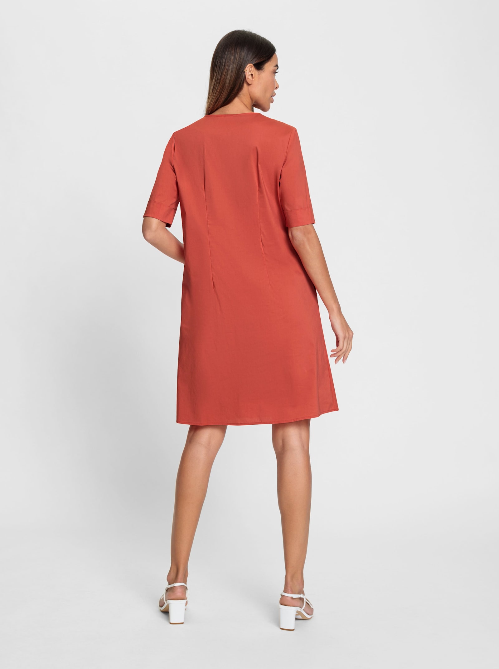 heine Sommerkleid mit Falte am V-Ausschnitt - terra