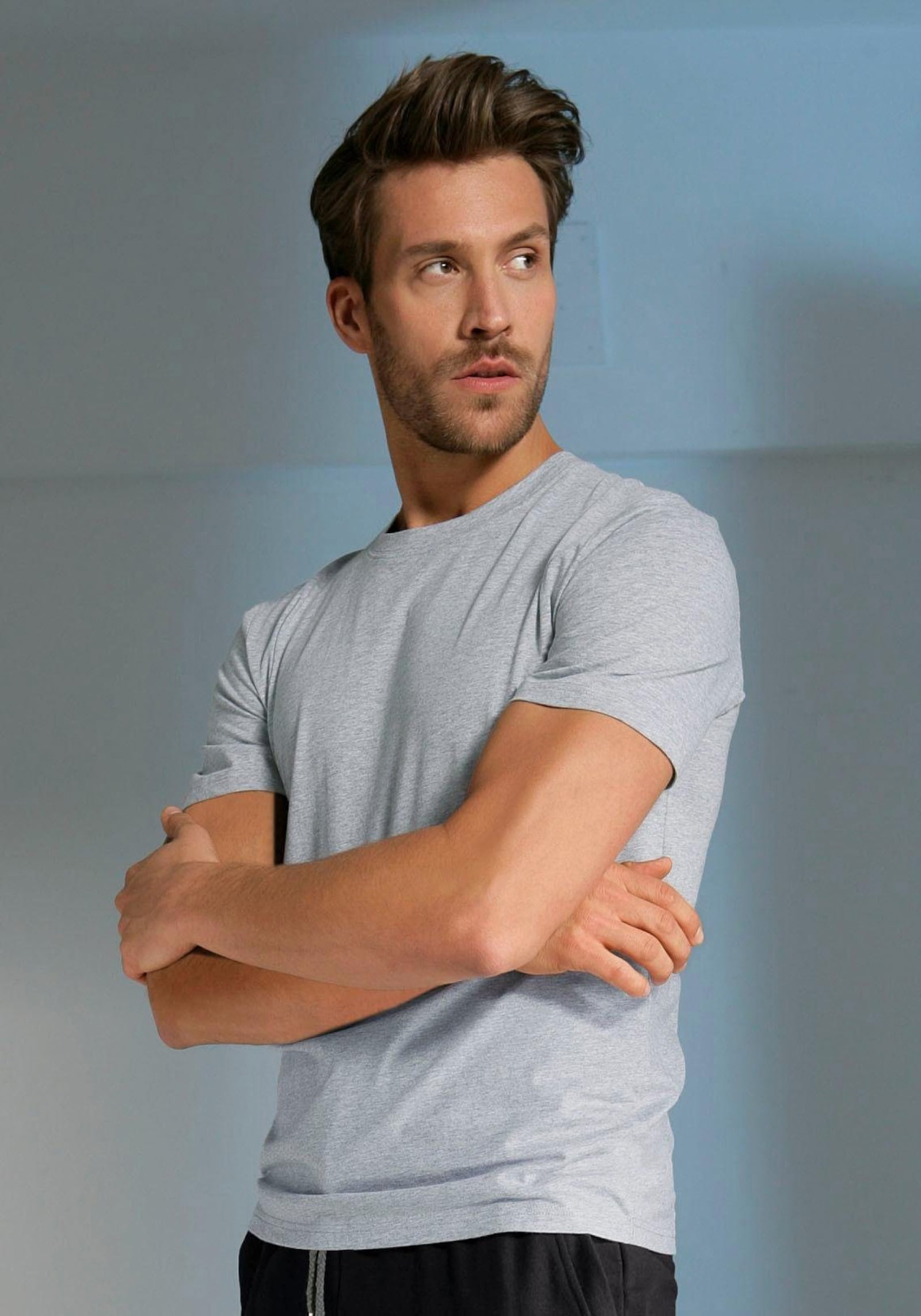 Bench. Loungewear T-Shirt - grau-meliert, navy